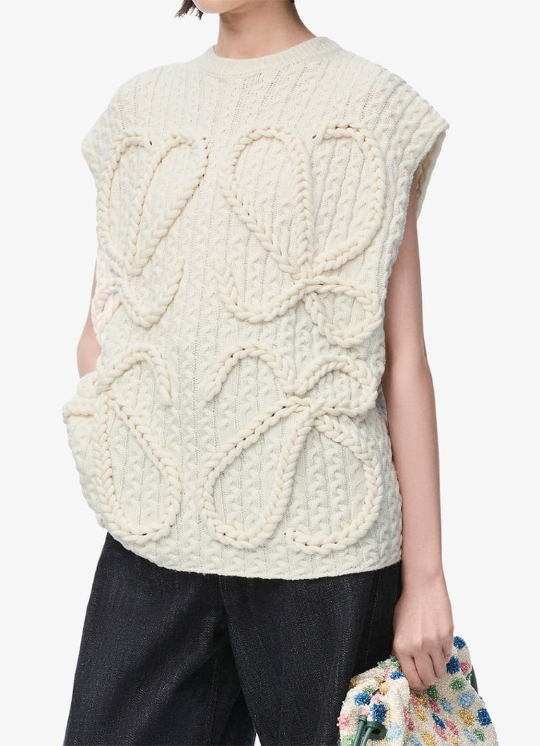 Torba z grubej dzianiny wełnianej LOEWE Spencer z logo