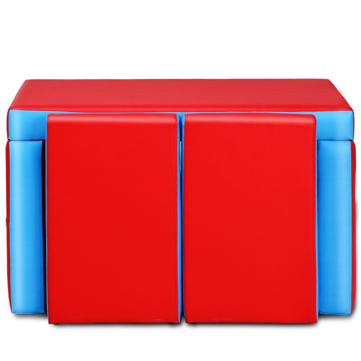 COSTWAY Kindersofa, Kindertisch mit 2 Stühlen mit Stauraum, 2 in 1 umwandelbar