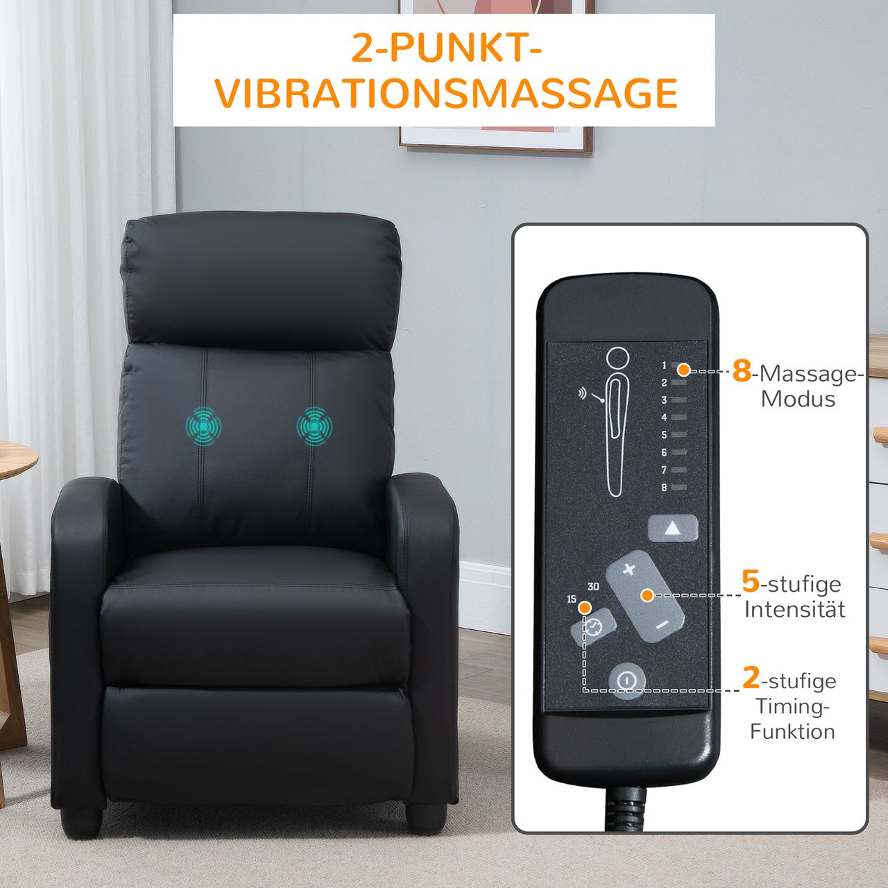 HOMCOM Massagesessel Relaxsessel Massagesofa mit Rückenlehne 2 Punkt Massage