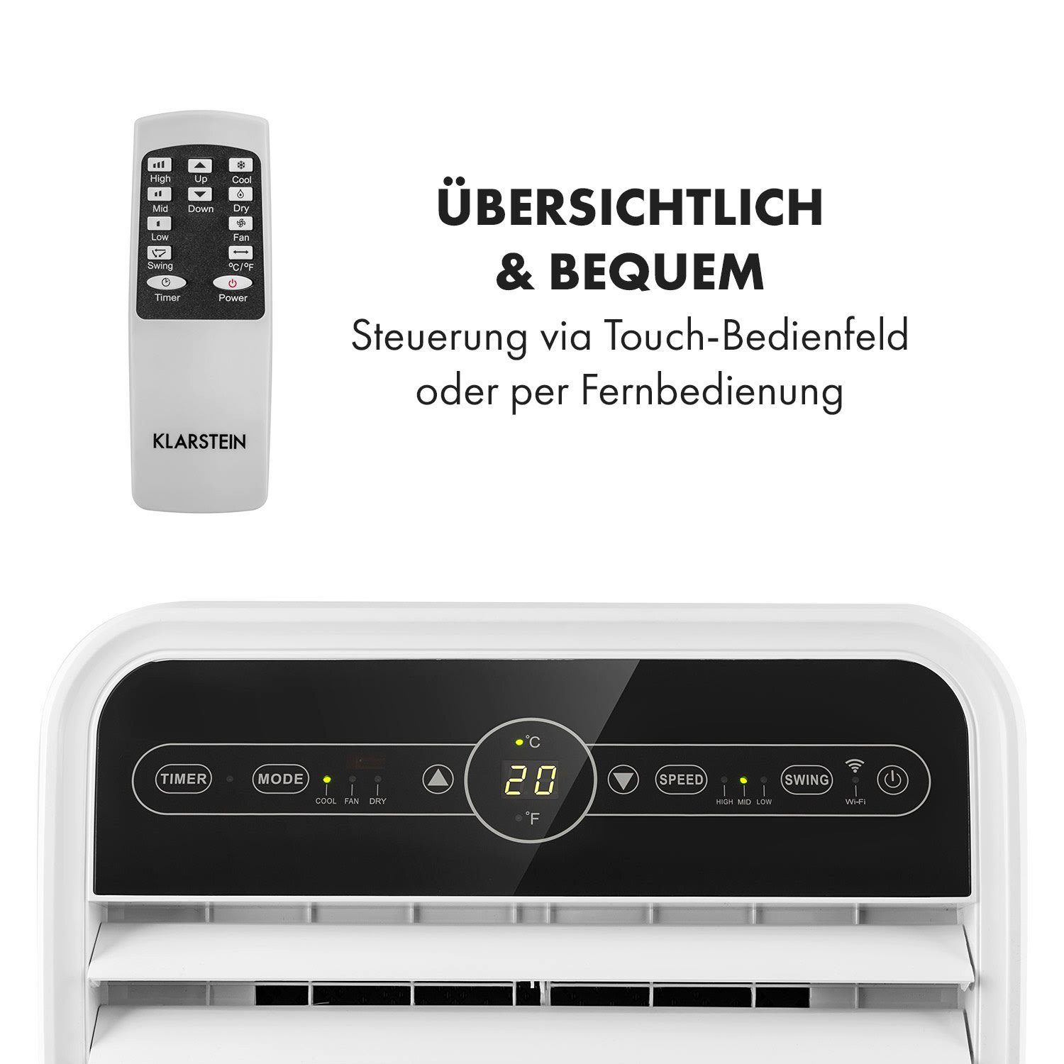 Klarstein Klimagerät Metrobreeze New York Smart 12k, Klimagerät mobil klimaanlage Air Conditioner Kühlgerät Luftkühler