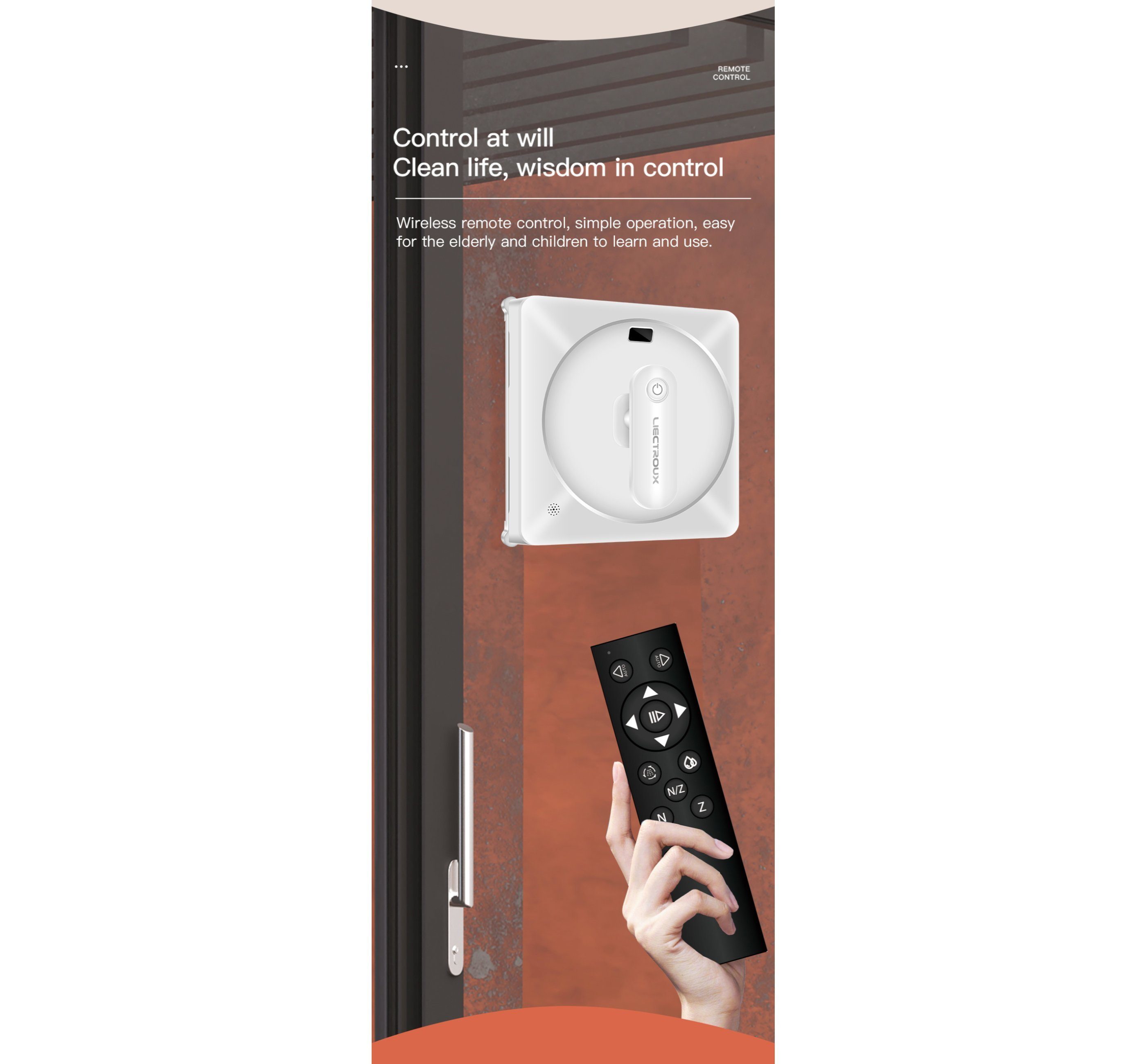 LIECTROUX Fensterputzroboter Automatisch sprühender Wasser-YW209-Glasreinigungsroboter, 2500 PA Saugkraft, 72 W, 2,4 Minuten pro Quadratmeter, 500 mAh UPS