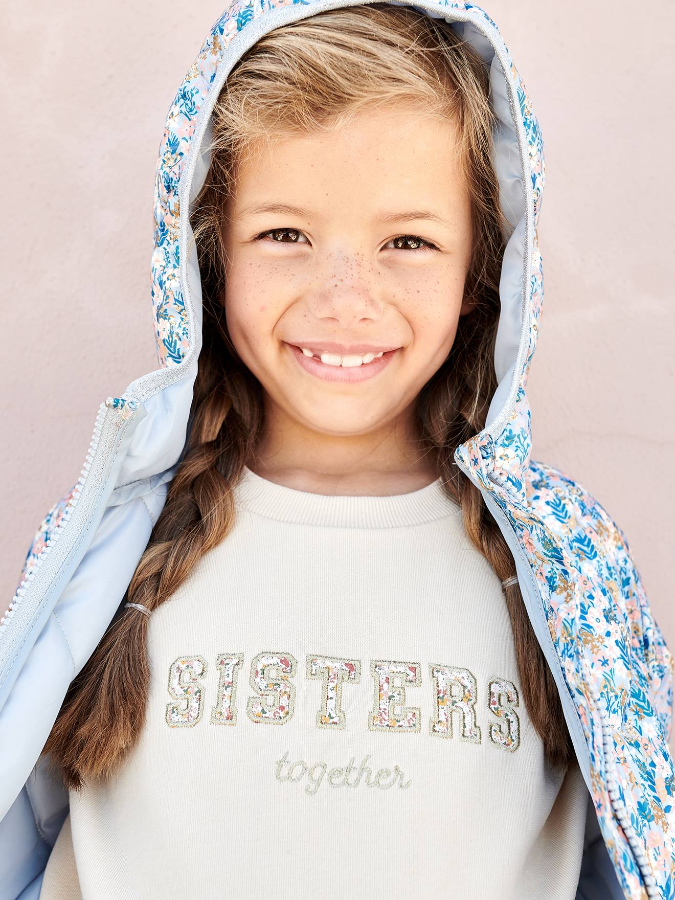 Sweat romantique lettres fantaisie fille sable