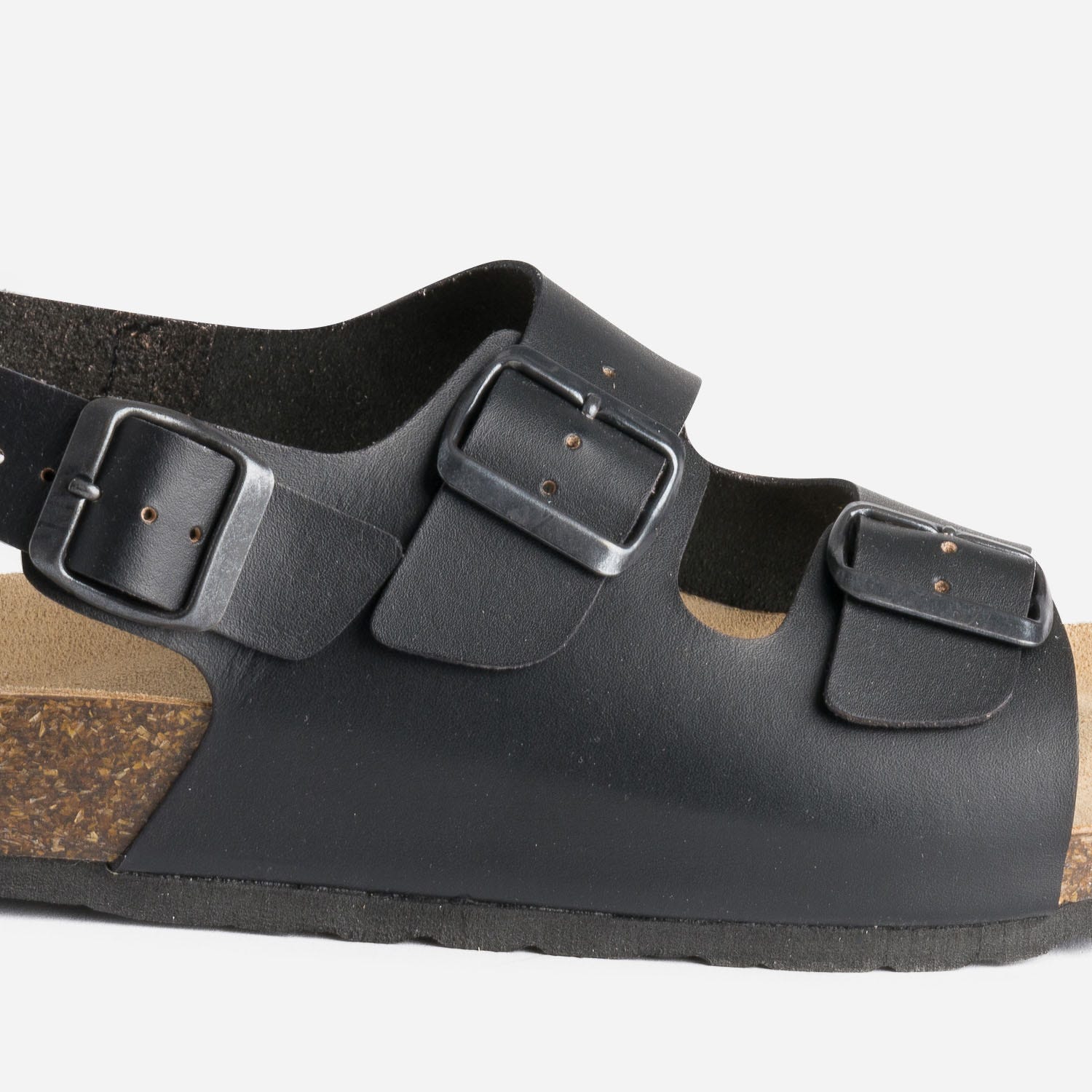 Sandale anatomique noire en cuir