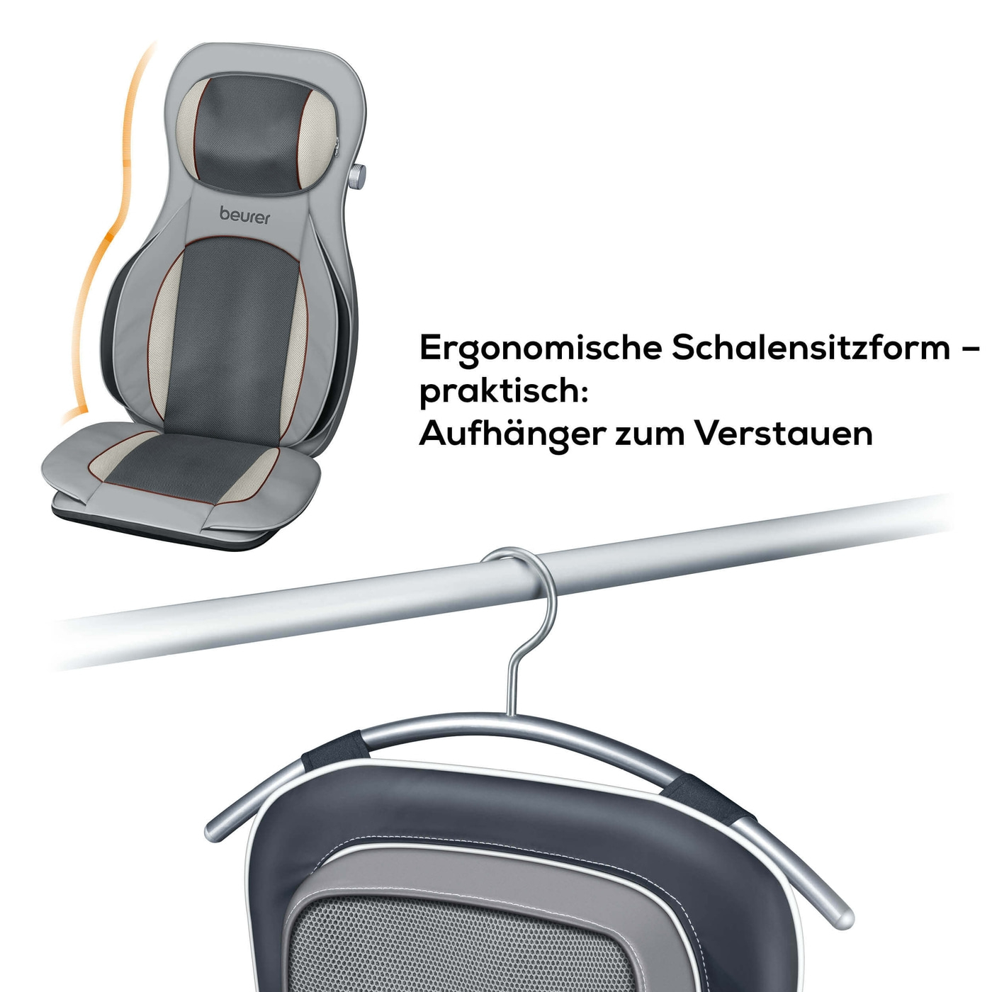 Beurer Shiatsu-Luftkompression-Sitzauflage MG 320 HD 3-in-1-Tiefenwirksame 3-in-1 Massagesitzauflage mit Shiatsu, Luftkompression & punktueller Massage