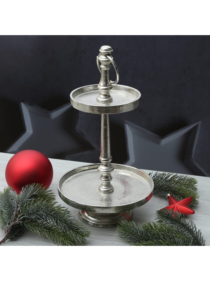 MARELIDA Etagere Aluminium 3 stöckige Servierplatte Dekoetagere H: 34cm in silber günstig kaufen onesize