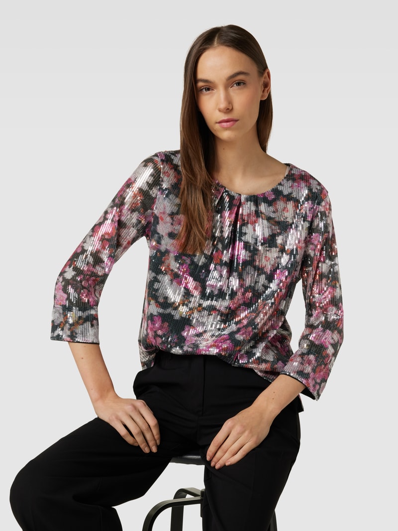 Bluse mit floralem Allover-Print in black
