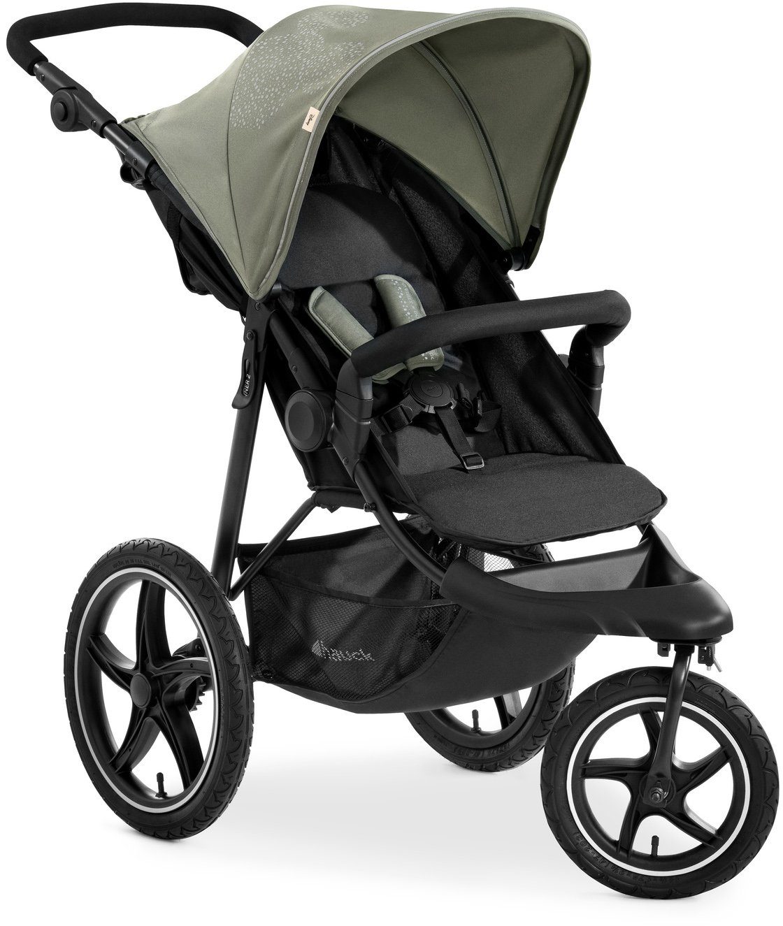 Hauck Dreirad-Kinderwagen Runner 2 Mickey Mouse olive, Kinderwagen, Jogger mit schwenk- und feststellbarem Vorderrad