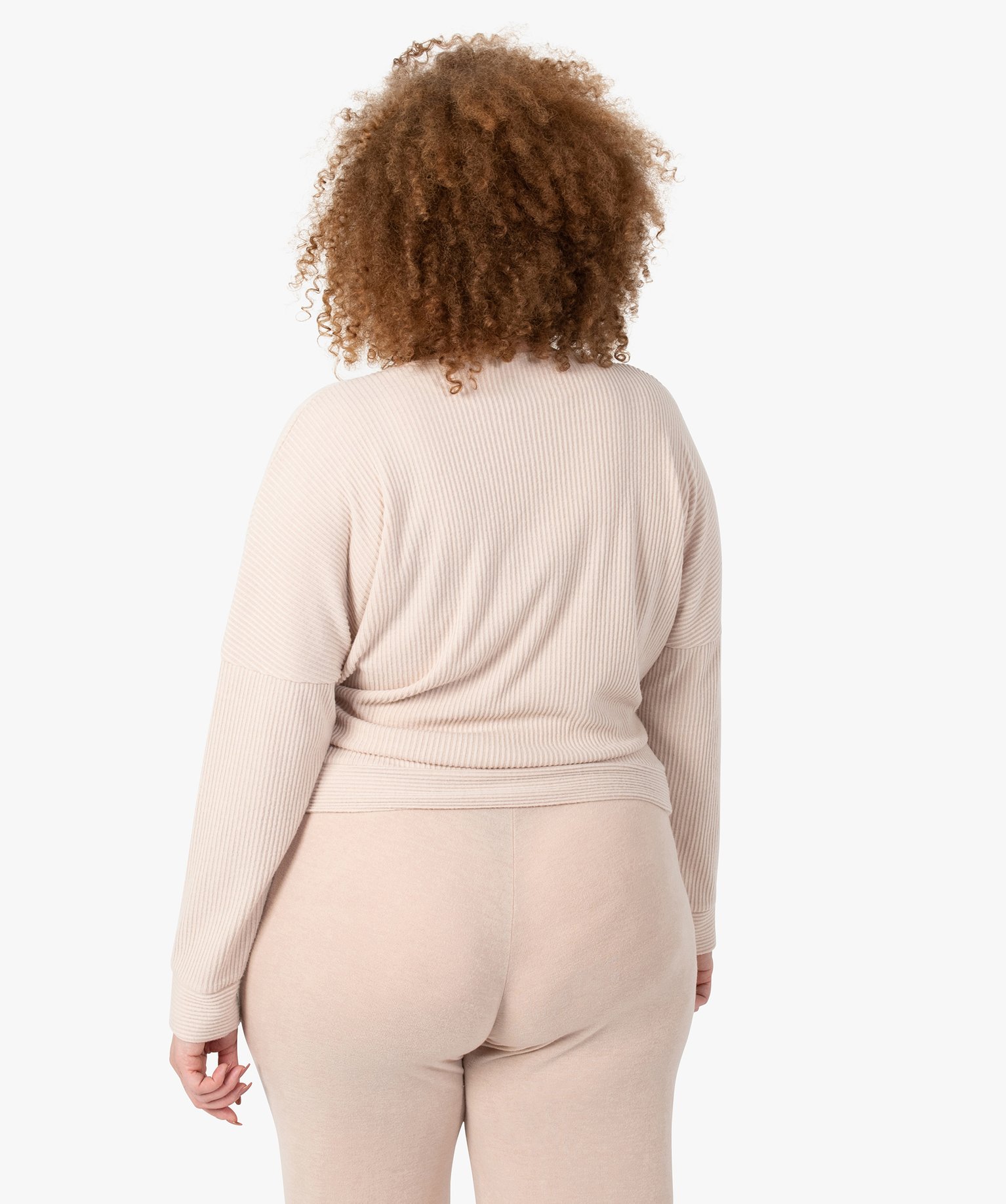 Tee-shirt femme grande taille à manches longues forme cache... beige | GEMO