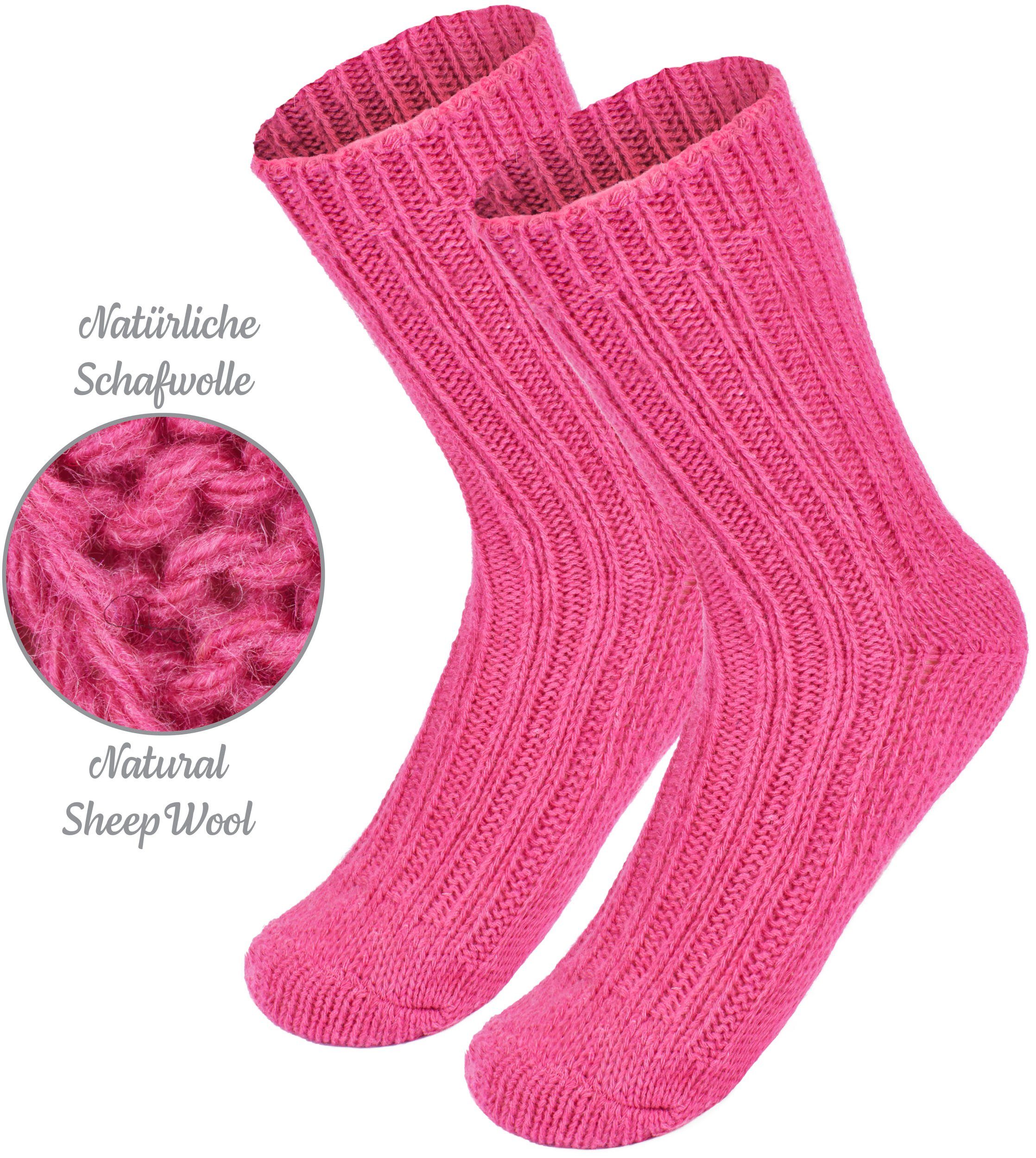 BRUBAKER Socken Kinder Wollsocken - Warme Wintersocken für Jungen und Mädchen (4-Paar, 4er-Pack) Flauschiges Socken Set mit Schafwolle - Winter Kindersocken