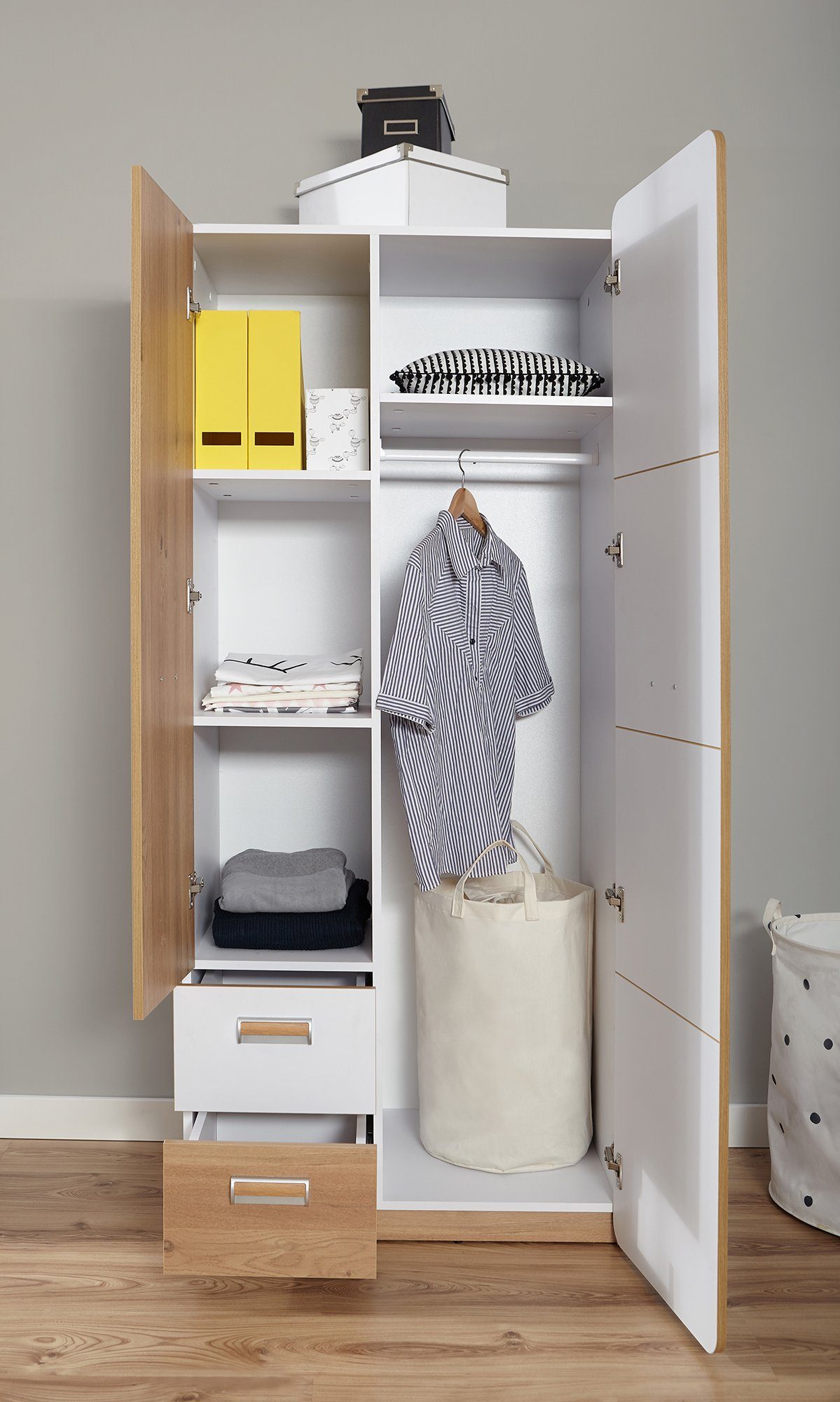 Ticaa Jugendzimmer-Set Lori, (Set, 6-St., Bett, Schrank, Schreibtisch, Standregal, Wandregal, Nachttisch), Bett + Schrank + Schreibtisch + Standregal + Wandregal + Nachttisch