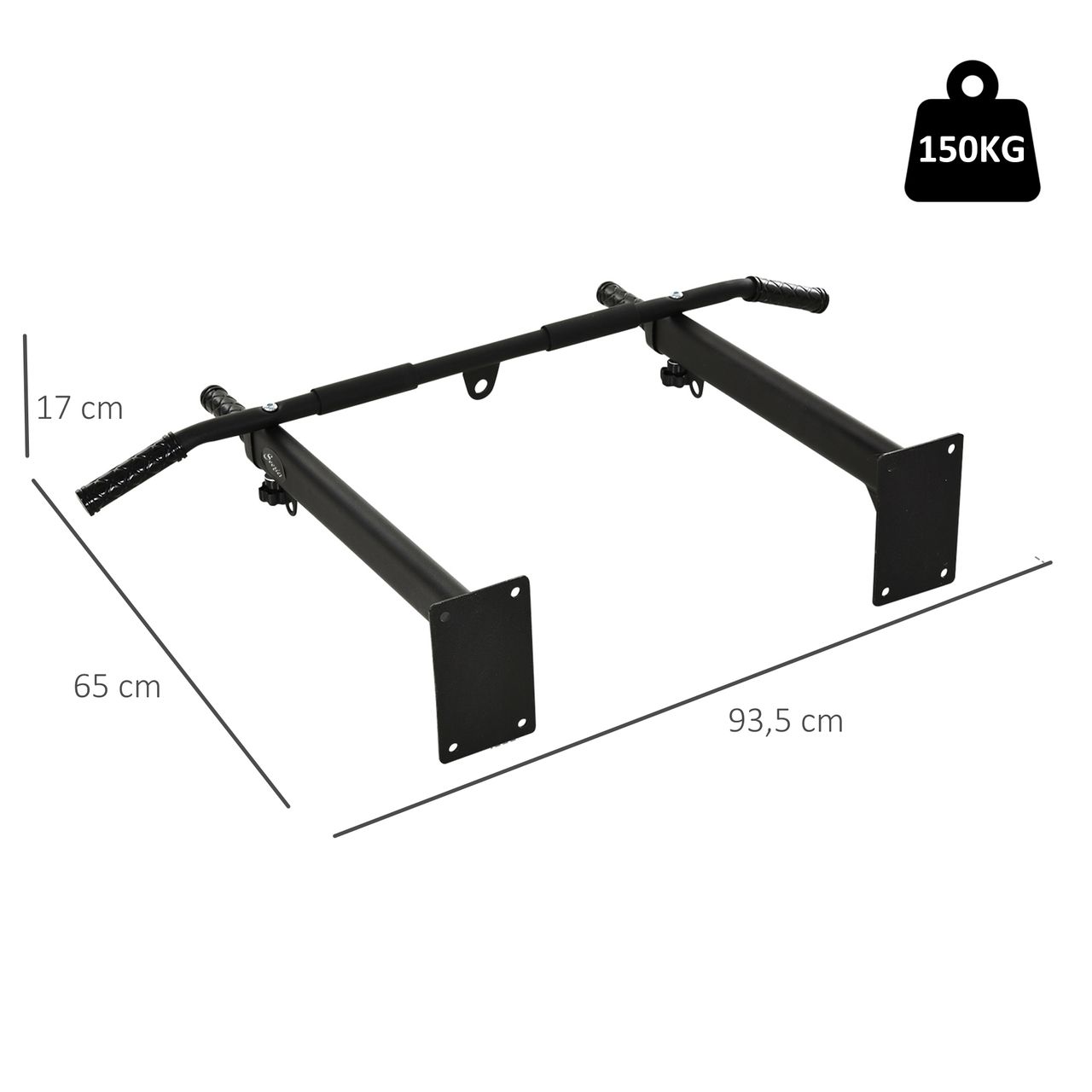 HOMCOM Klimmzugstange pull up bar Wandmontage Reckstange mit Ösen für Boxsack Stahl Schwarz ca. 93,5 x 65 x 17 cm