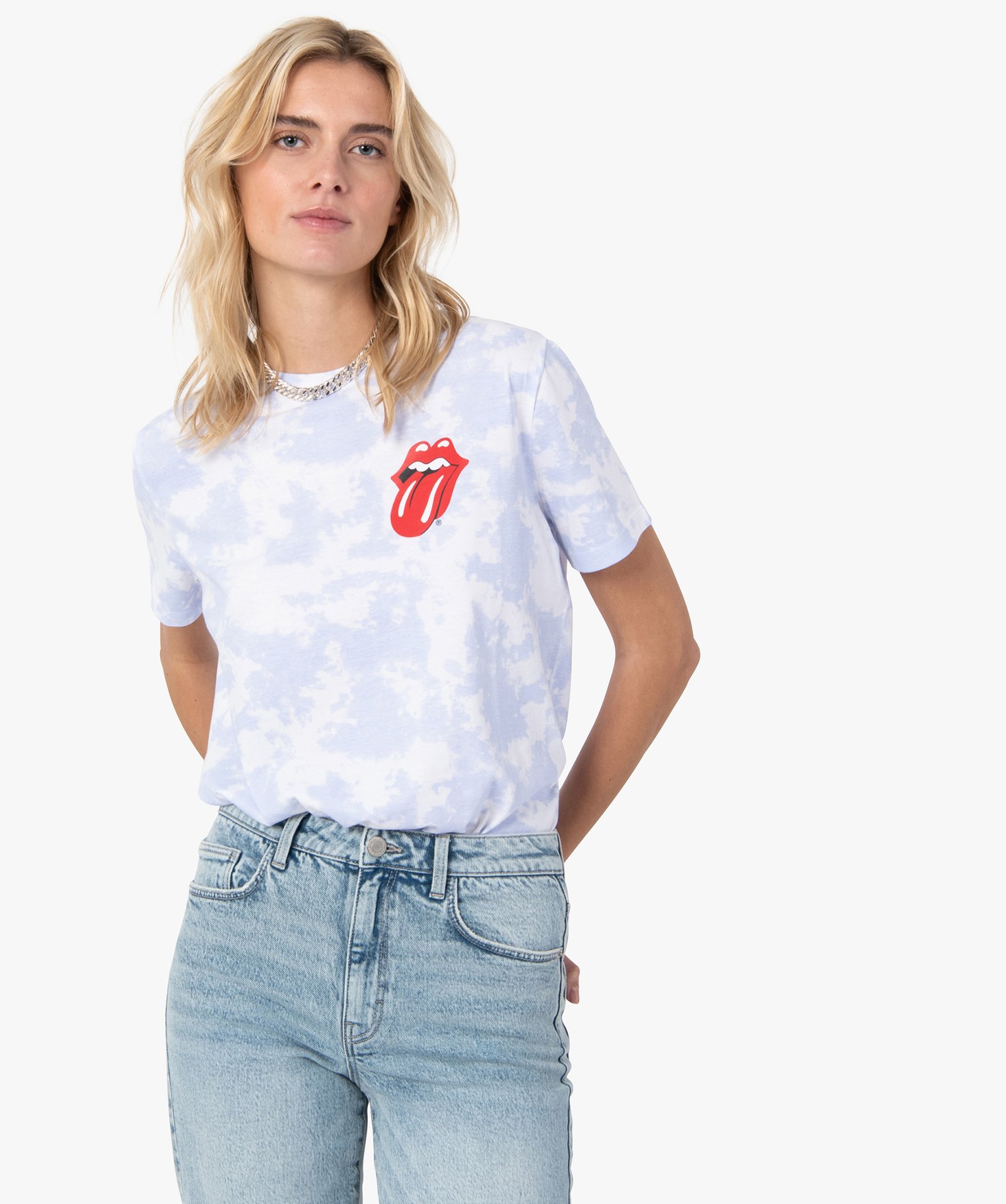Tee-shirt femme imprimé à manches courtes– The Rolling S... blanc | GEMO