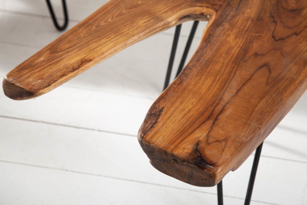 riess-ambiente Couchtisch WILD 100cm natur / schwarz, Wohnzimmer · Massivholz · Baumscheibe · Metall · Hairpin Legs