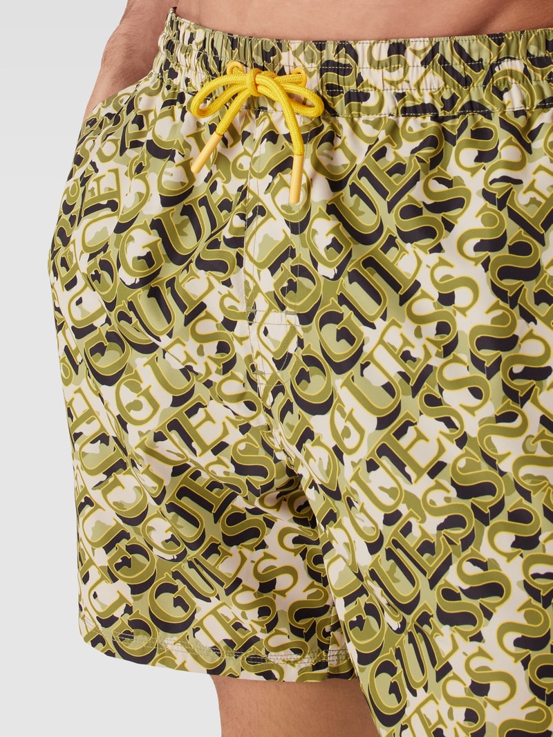 Badehose mit Label-Print in khaki