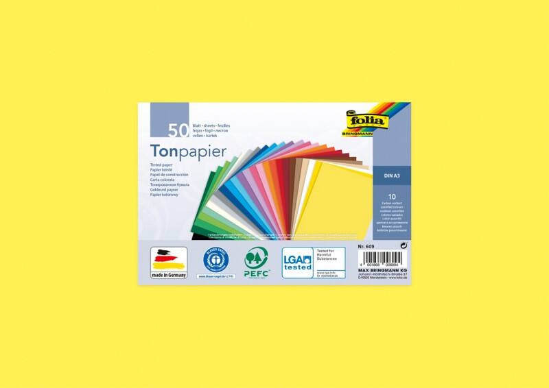 Folia DIN A3 Bastelpapier Farbig sortiert 130 g/m² 50 Blatt