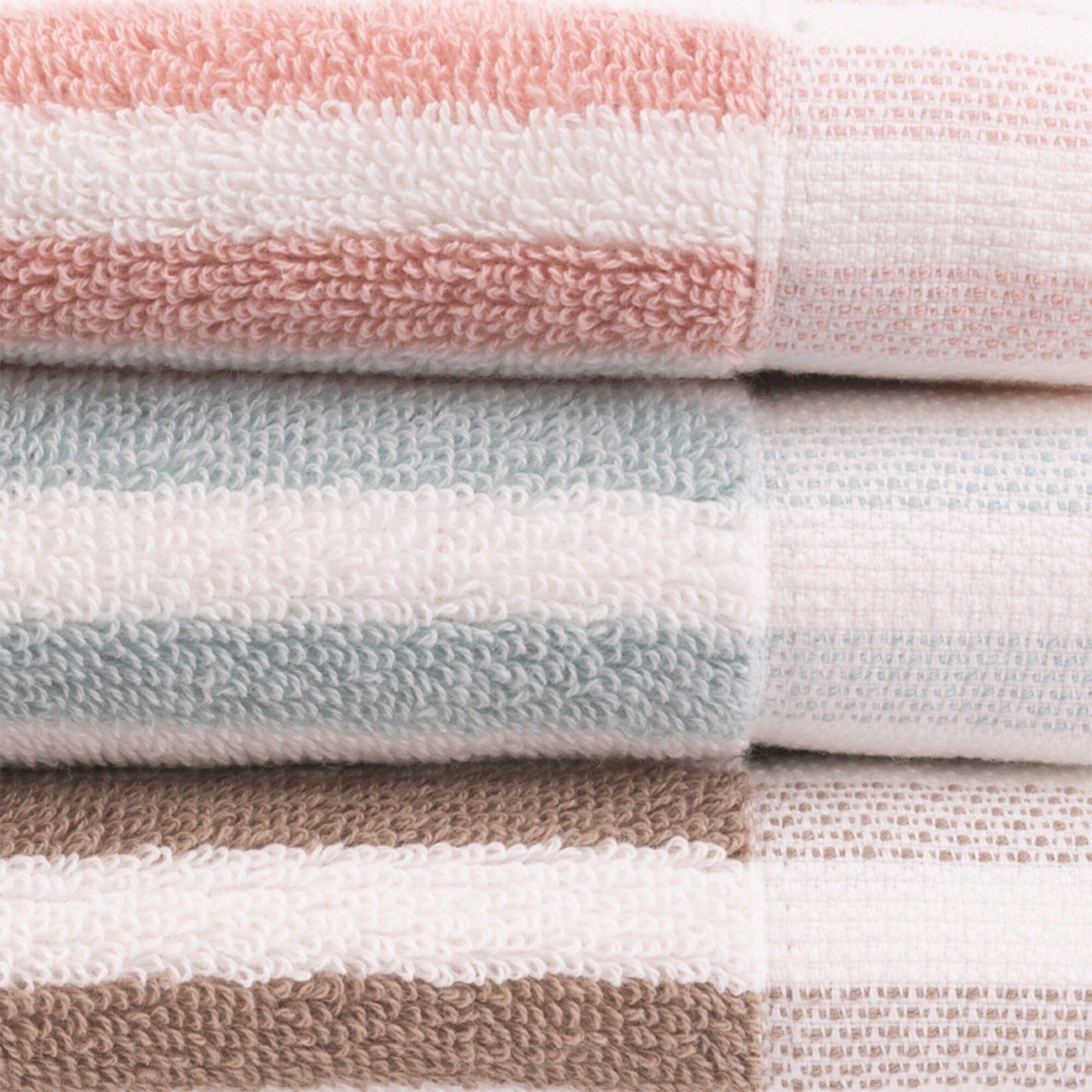 Serviette éponge coton rayure camaïeu