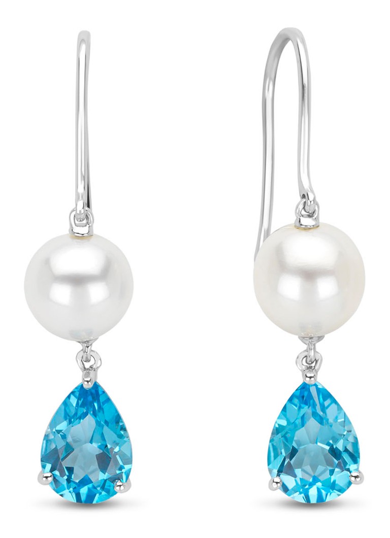 Ohrringe aus Weißgold mit Diamantspitze, 2,50 ct Topas, Riviera