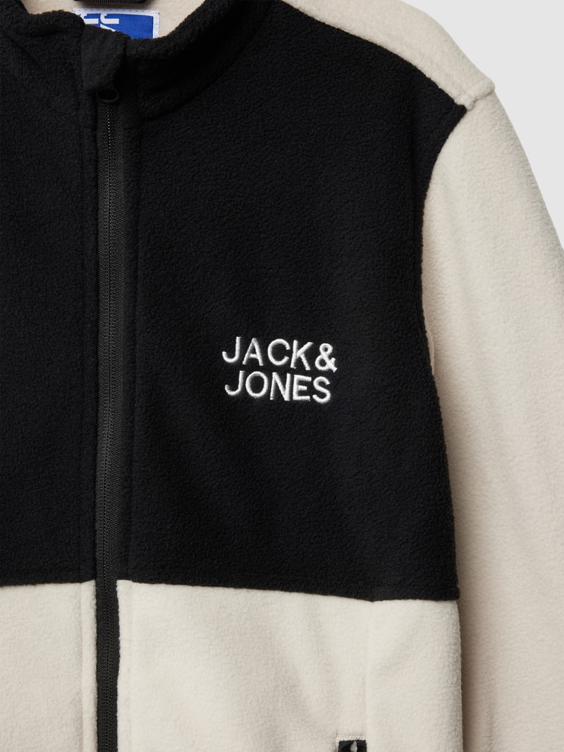 Fleecejacke mit Label-Stitching Modell 'FLAME' in ecru