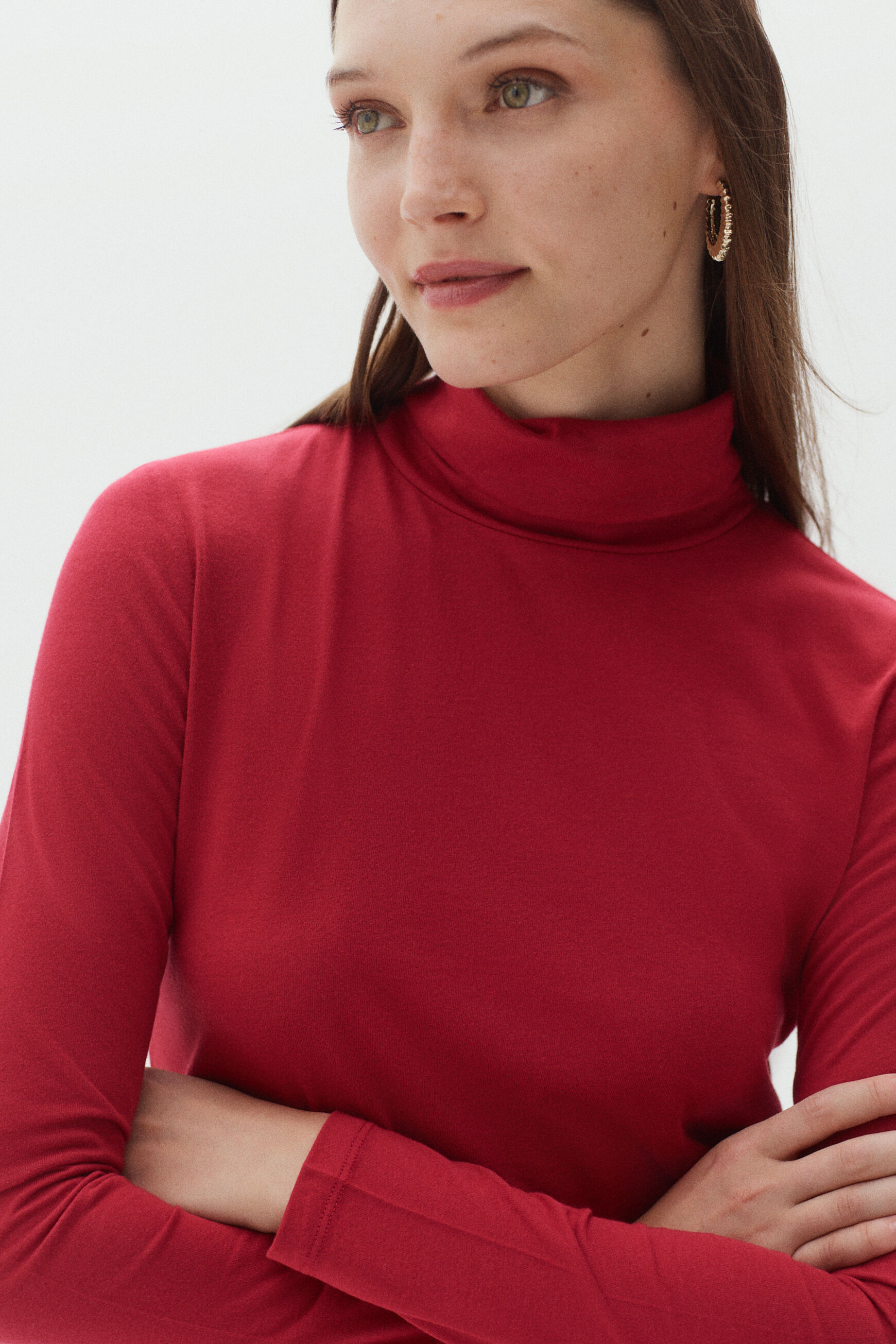tee shirt uni lilib rouge fonce femme