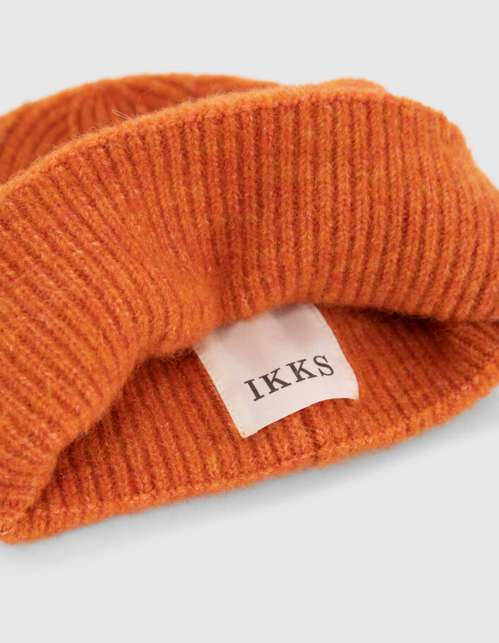 Set bonnet et écharpe orange tricot Femme