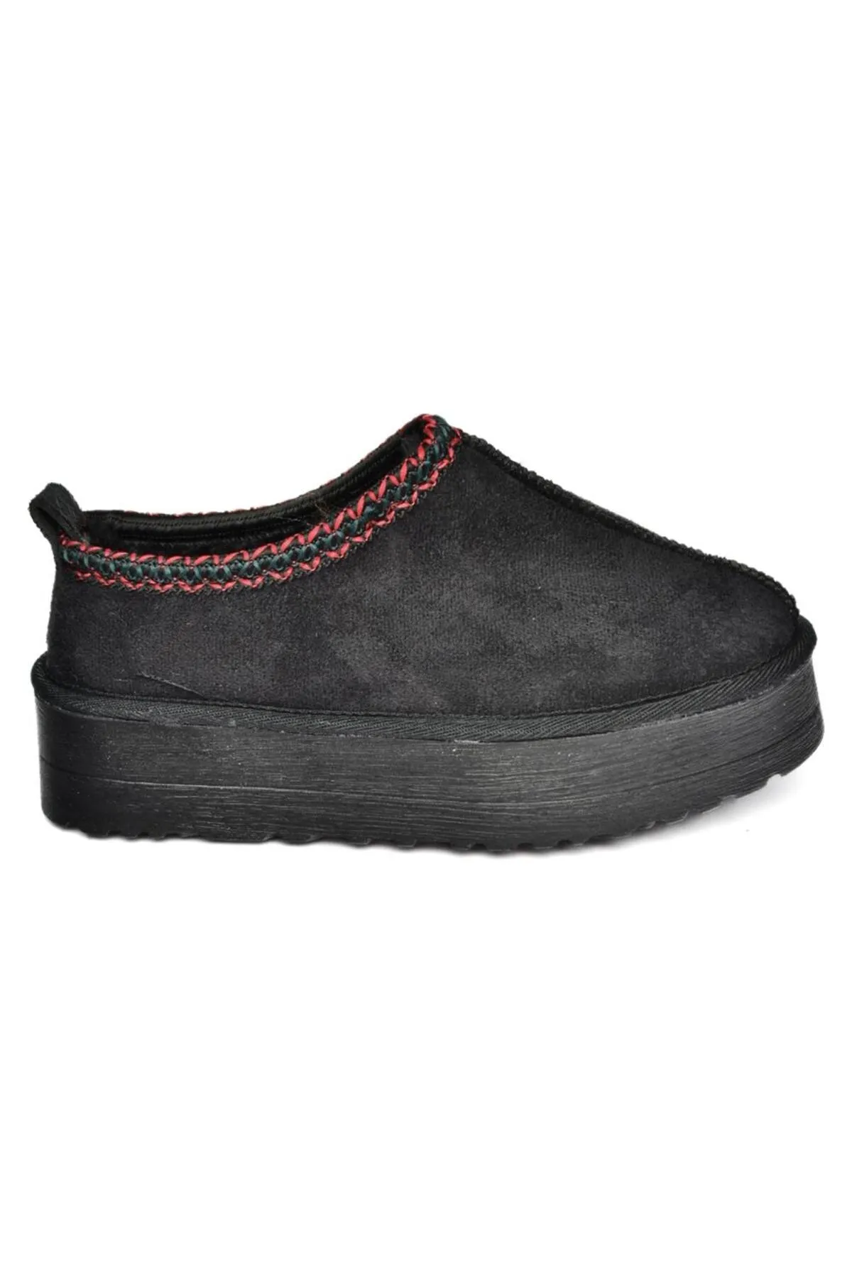 Fox Shoes  R612047302 Schwarze Wildleder-Damenhausschuhe mit dicker Sohle und haariger Innenseite