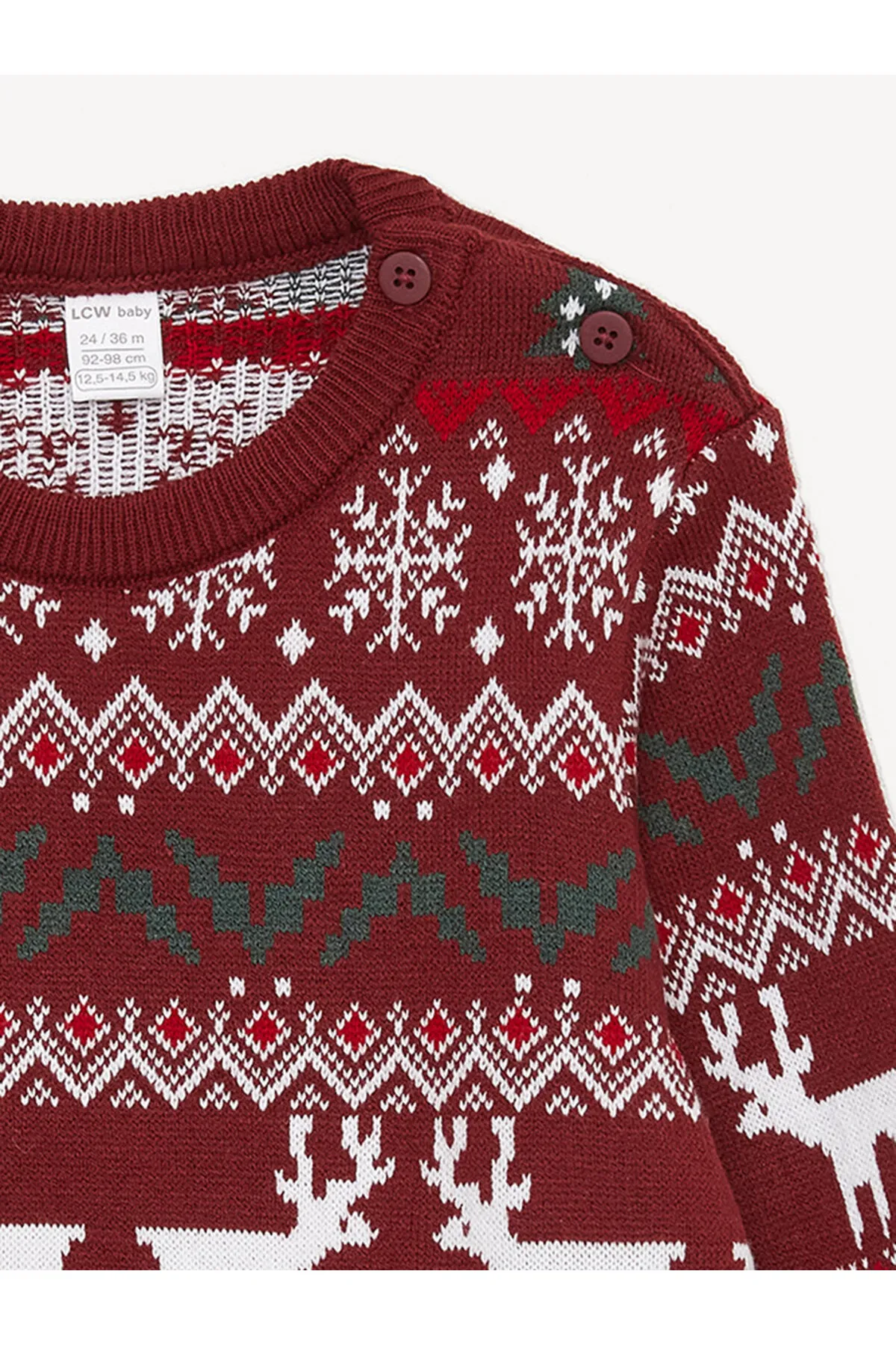 LC Waikiki  Langarm-Strickpullover für Babys mit Rundhalsausschnitt und Neujahrsmotiv
