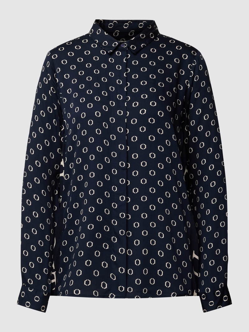 Hemdbluse mit Allover-Muster in marineblau