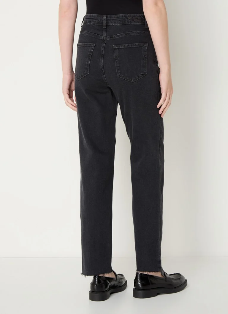 Selected Femme  Roby mid waist straight leg jeans met gekleurde wassing