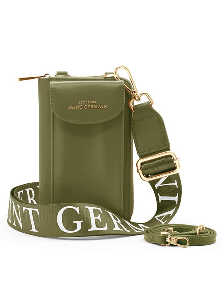 ATELIERS SAINT GERMAIN Leder-Handytasche in Khaki - (B)15 x (H)8 x (T)2 cm günstig kaufen onesize
