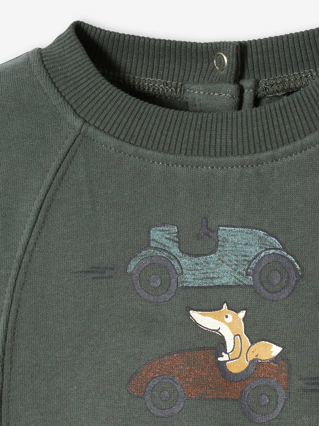 Sweat voiture bébé vert foncé