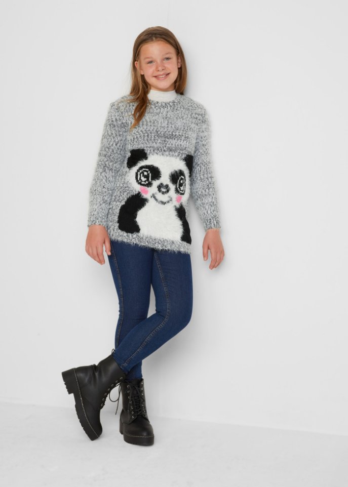 Flauschiger Mädchen Strickpullover