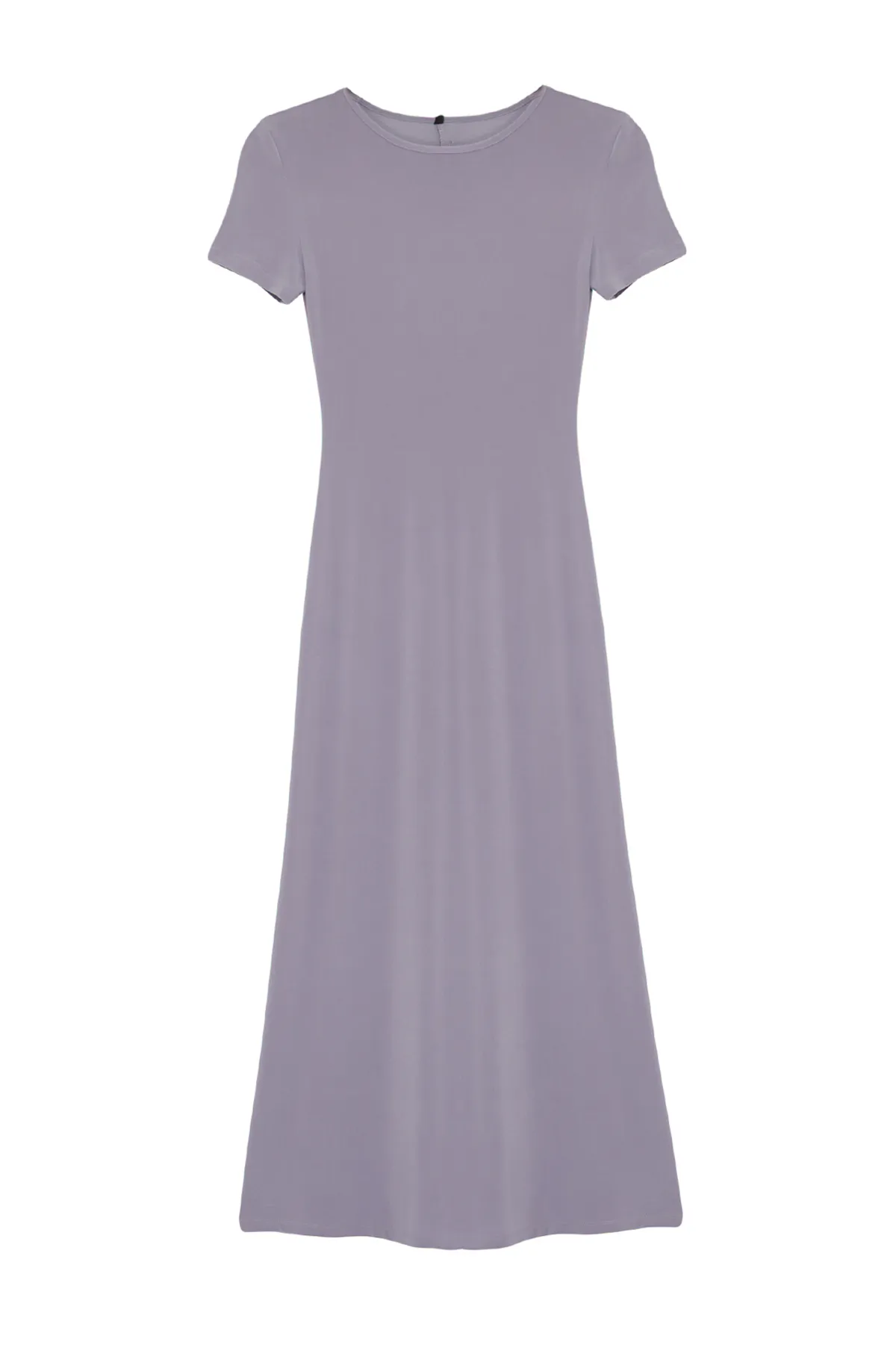 Trendyol Collection  Graues kurzärmliges, figurbetontes Maxi-Bleistiftkleid mit Rundhalsausschnitt und flexiblem Strick TWOSS24EL00097