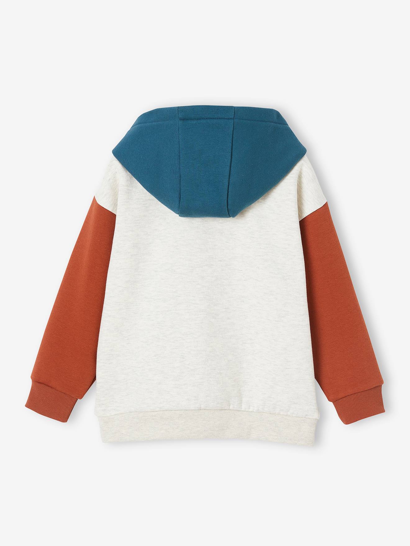 Sweat à capuche colorblock garçon bleu pétrole