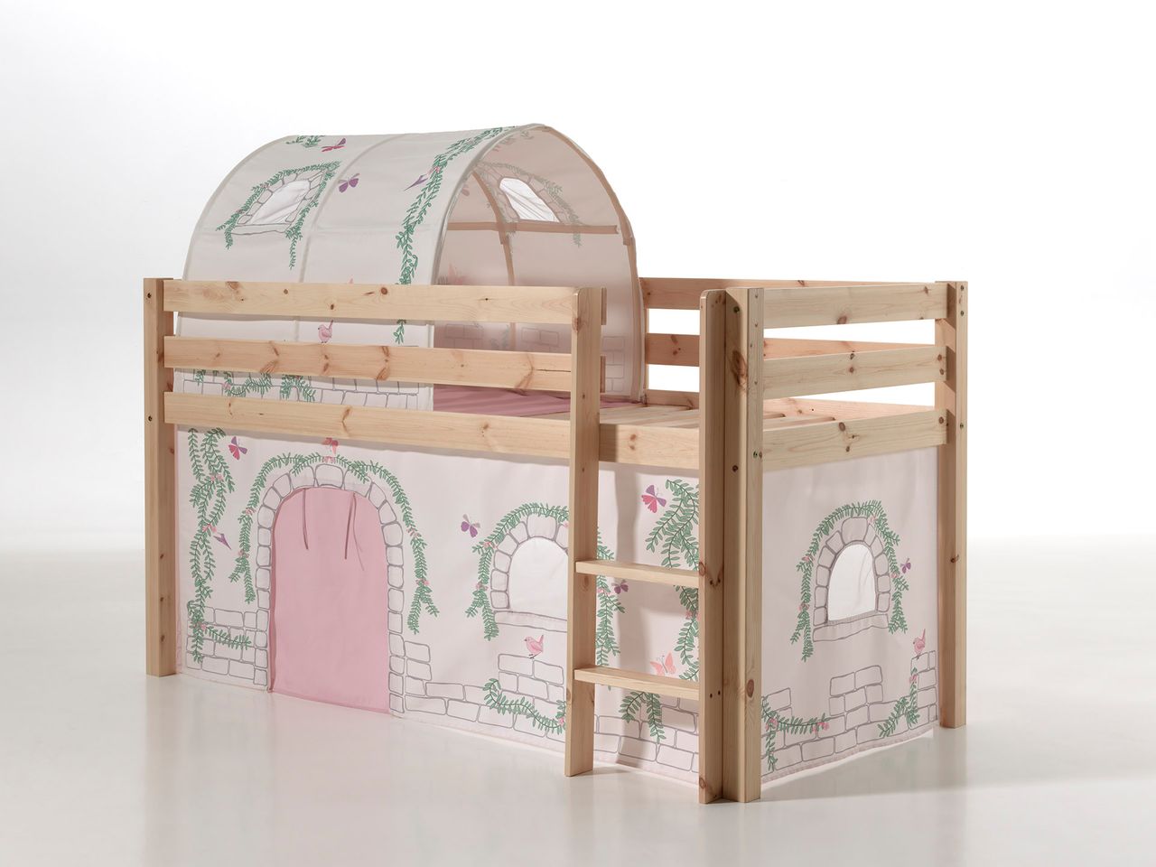 VIPACK Spielbett Pino mit Textilset Vorhang und Tunnel 