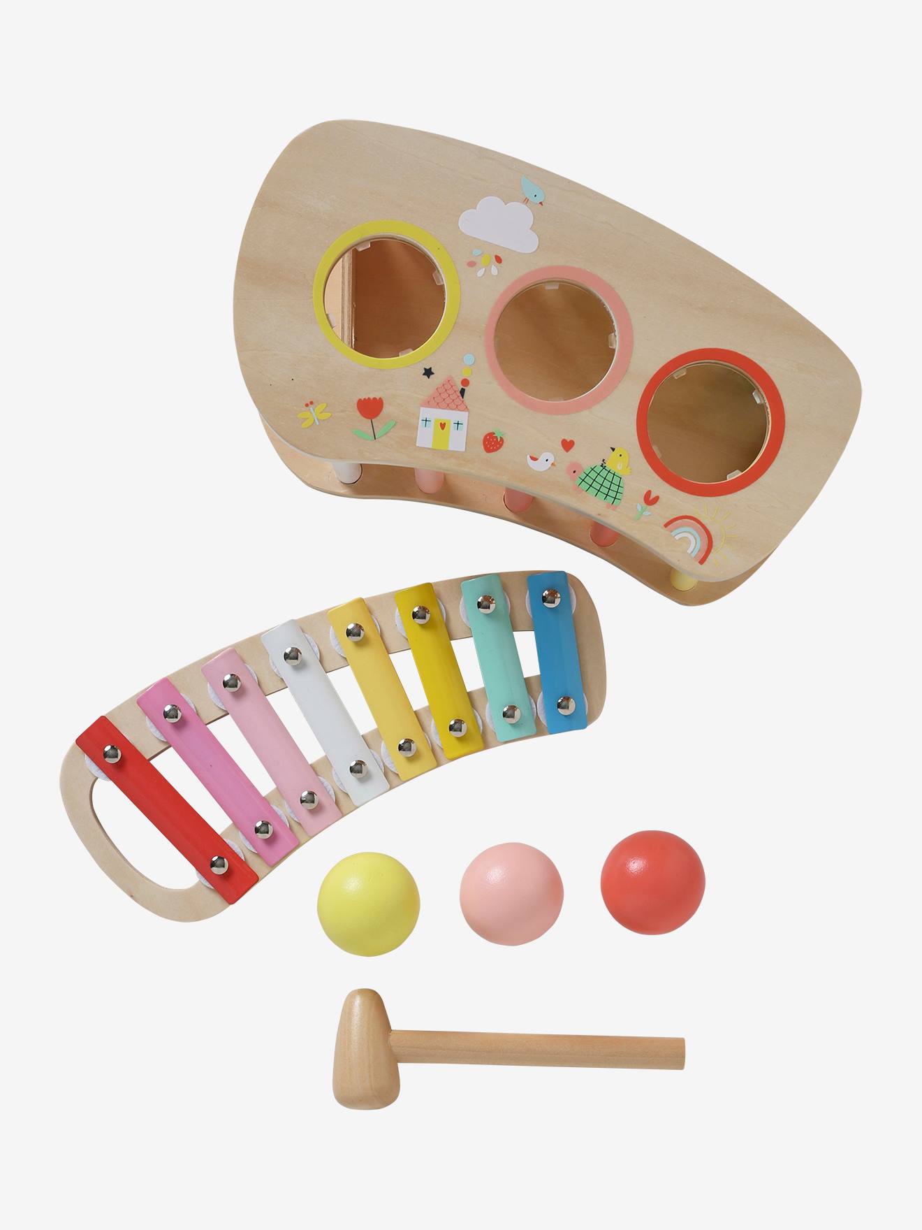 Tap tap xylophone 2 en 1 en bois FSC® rose
