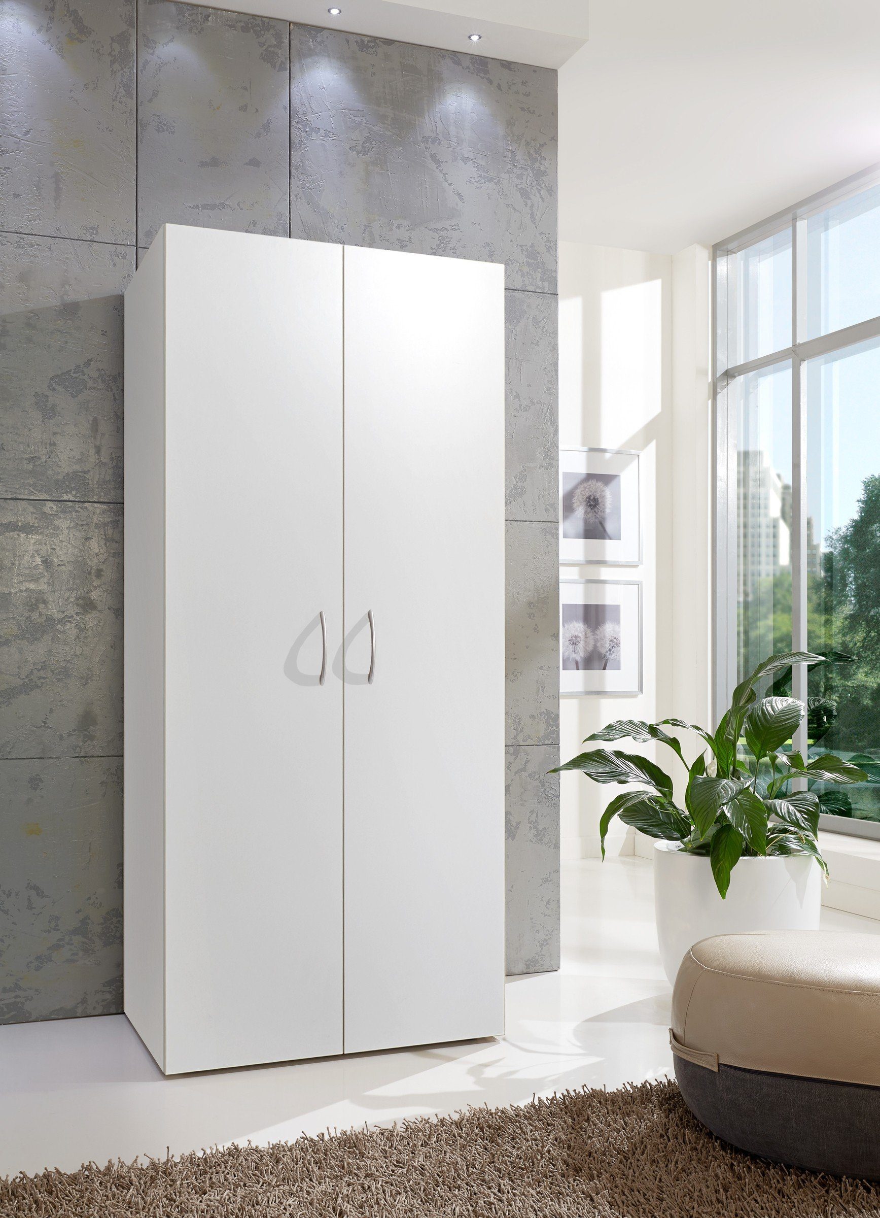 freiraum Mehrzweckschrank Multiraumkonzept (BxH: 80x185 cm) in WEISS mit 2 Türen und 5 Einlegeböden