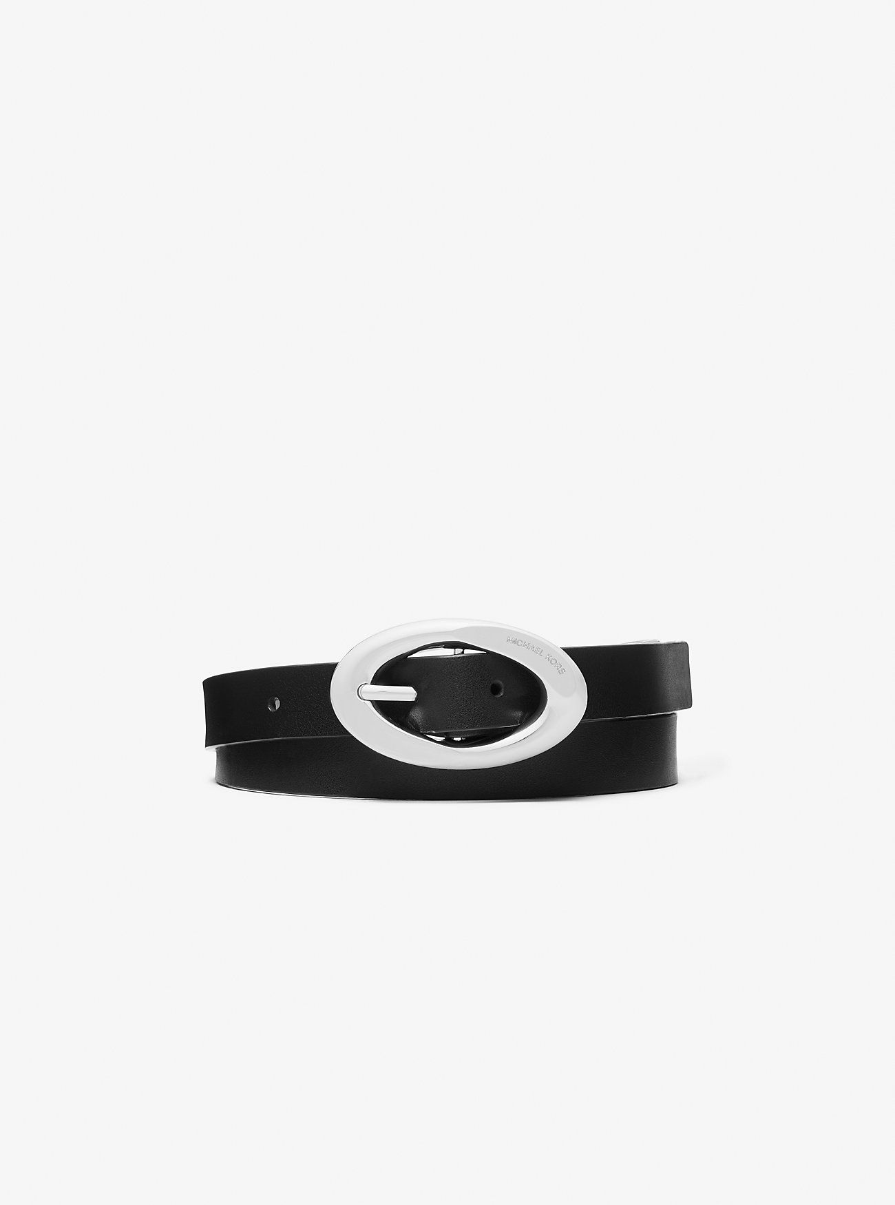 Leather Belt - BLACK/SILVER