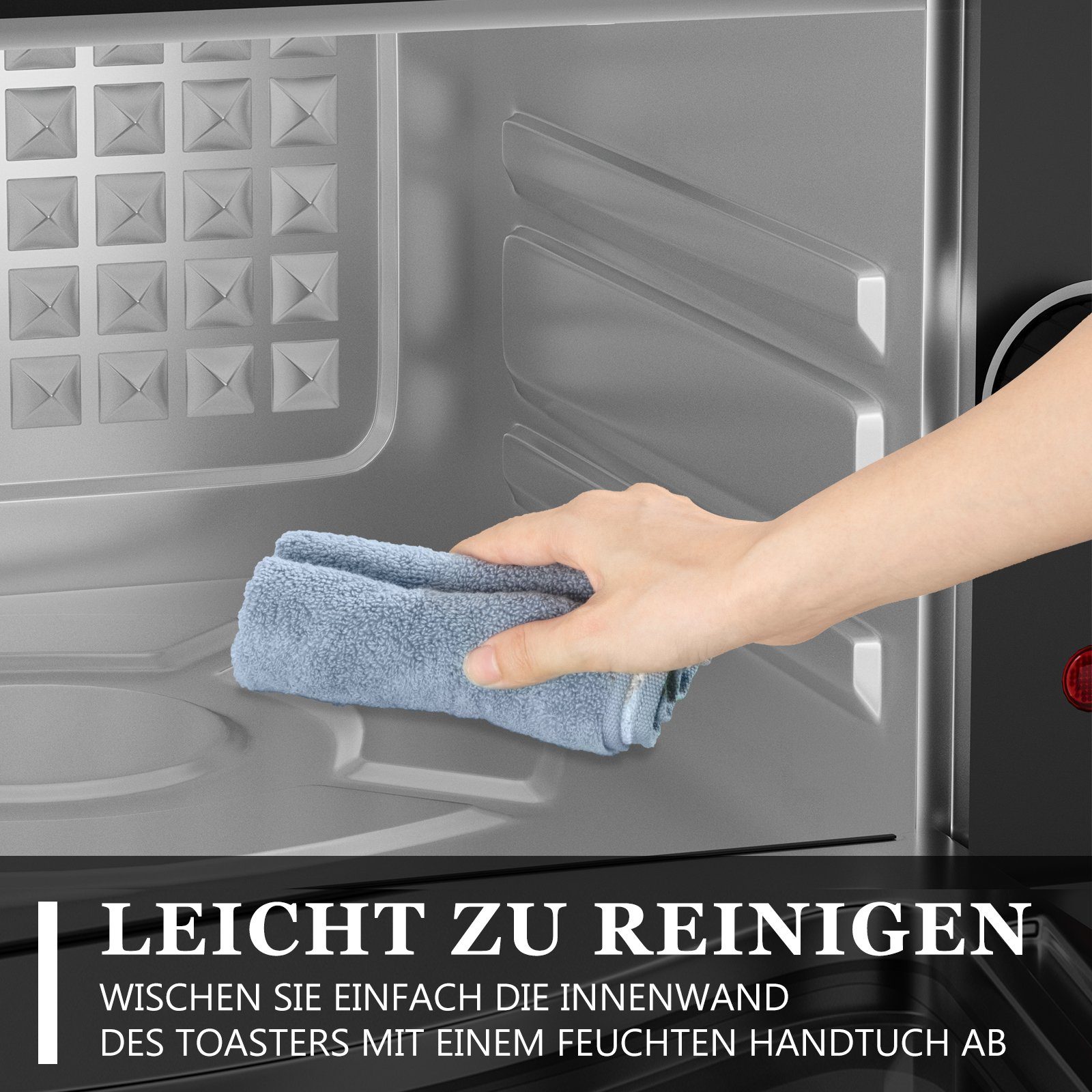 Scheffler Minibackofen Mini-Tandoor mit Antihaftbeschichtete Deckplatte, großes Sichtfenster, Hitzebeständiges Gehäuse, 2 in 1 Funktion, 2100W