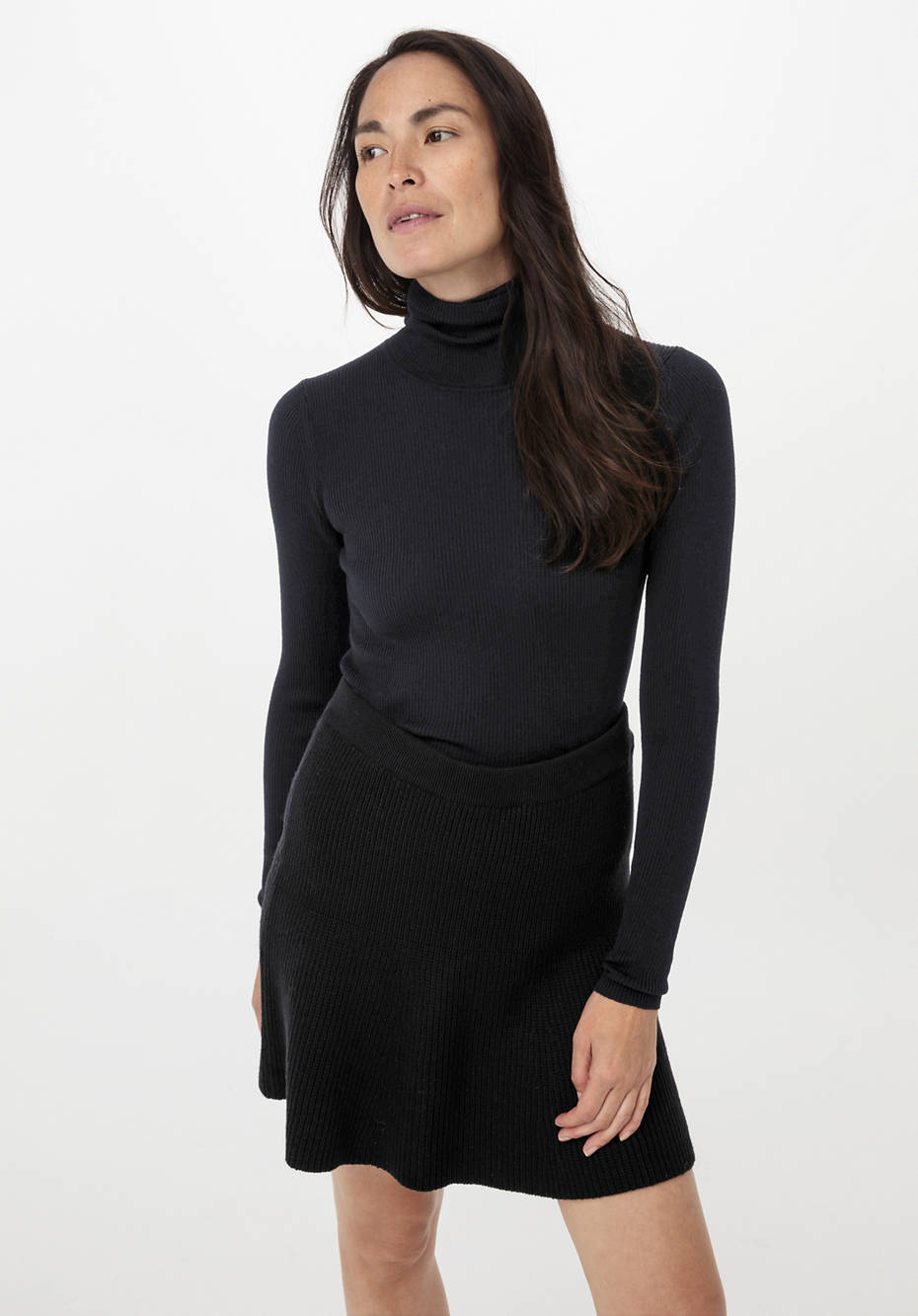 Rollkragenpullover aus Bio-Merinowolle mit Seide