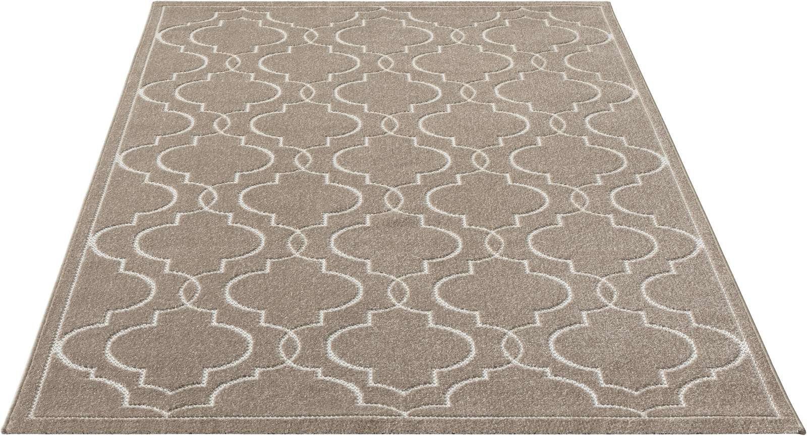 Teppich Outdoor & Indoor Teppich wetterfest waschbar Florentiner Design, TaCa Home, rechteckig, Höhe: 5 mm, Terrasse Balkon Garten Wohnzimmer Bad Küche, Beige - 80x150cm