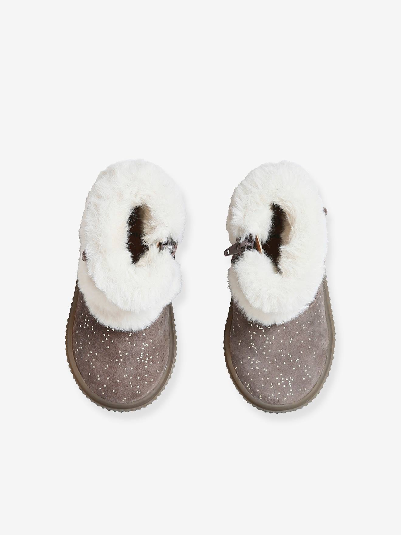 Vertbaudet Mädchen Baby Boots, Warmfutter - taupe/weiß