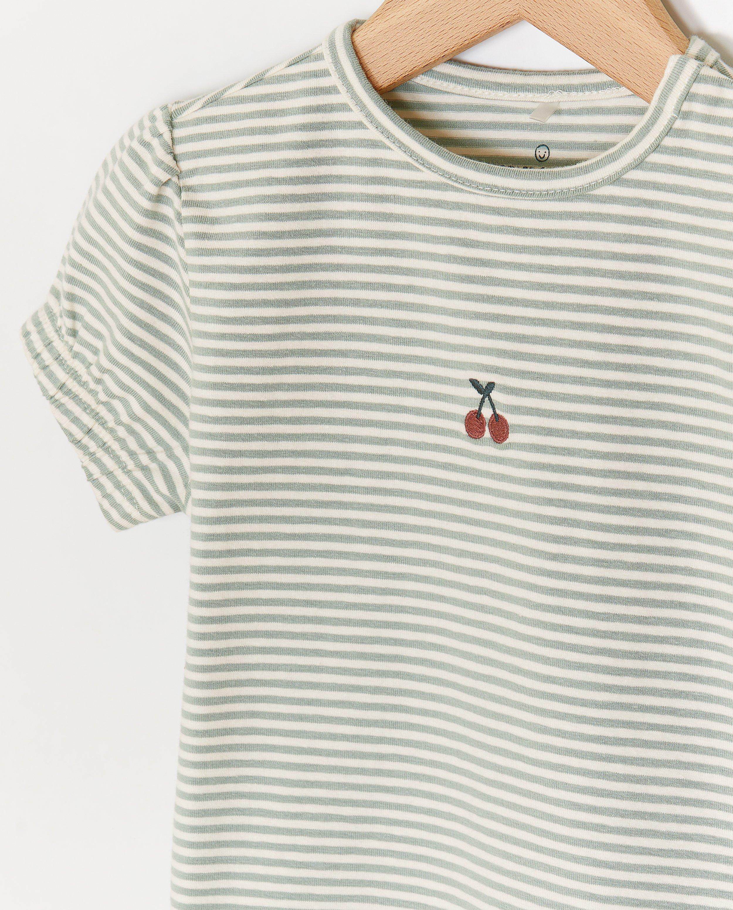 Cuddles and Smiles kakifärgad randig t-shirt
