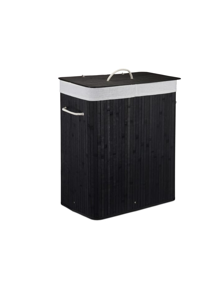 relaxdays Wäschekorb in Schwarz - (B)55 x (H)63 x (T)35 cm günstig kaufen onesize
