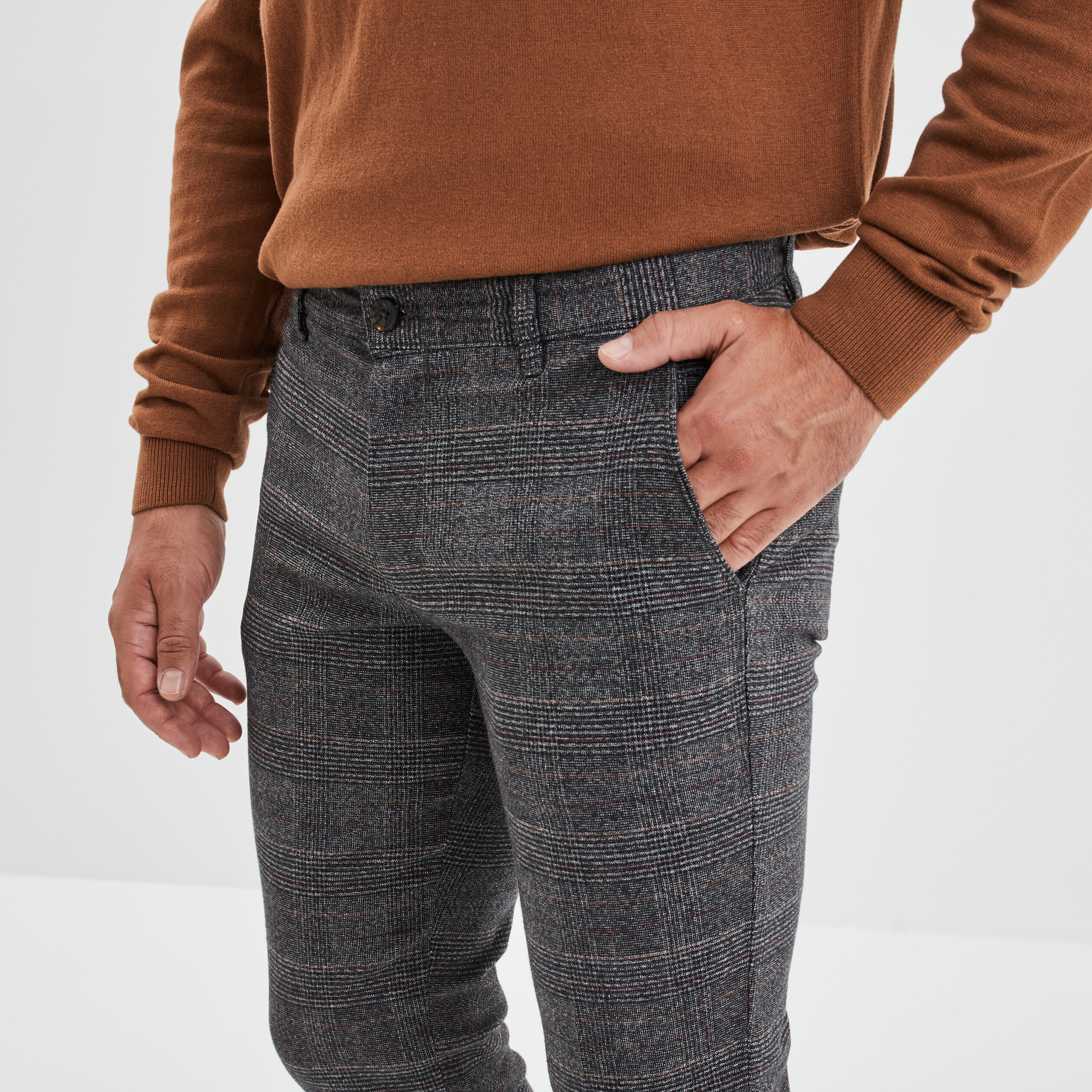 Pantalon chino slim coton Creeks gris homme | La Halle