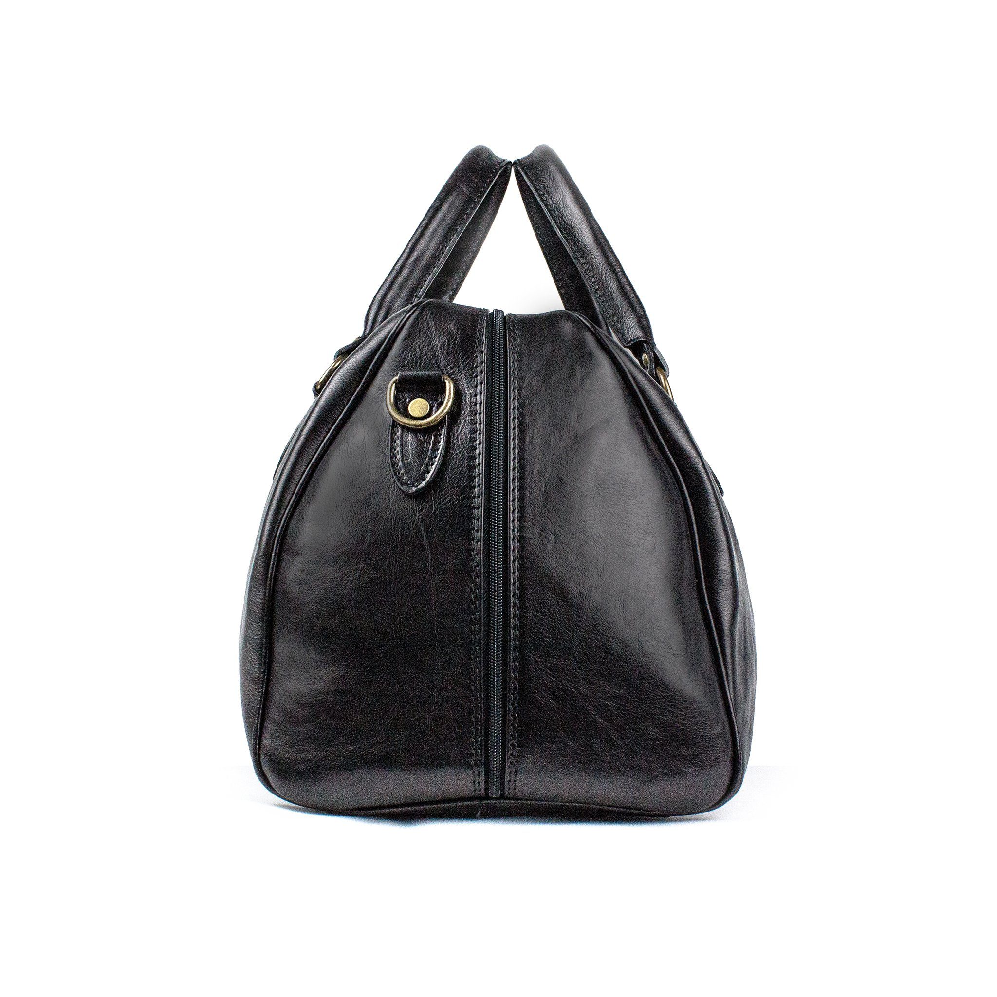 lePelou Weekender MATTEO, echt Leder, Made in Italy, abnehmbarer Umhängeriemen, silbernes Metall