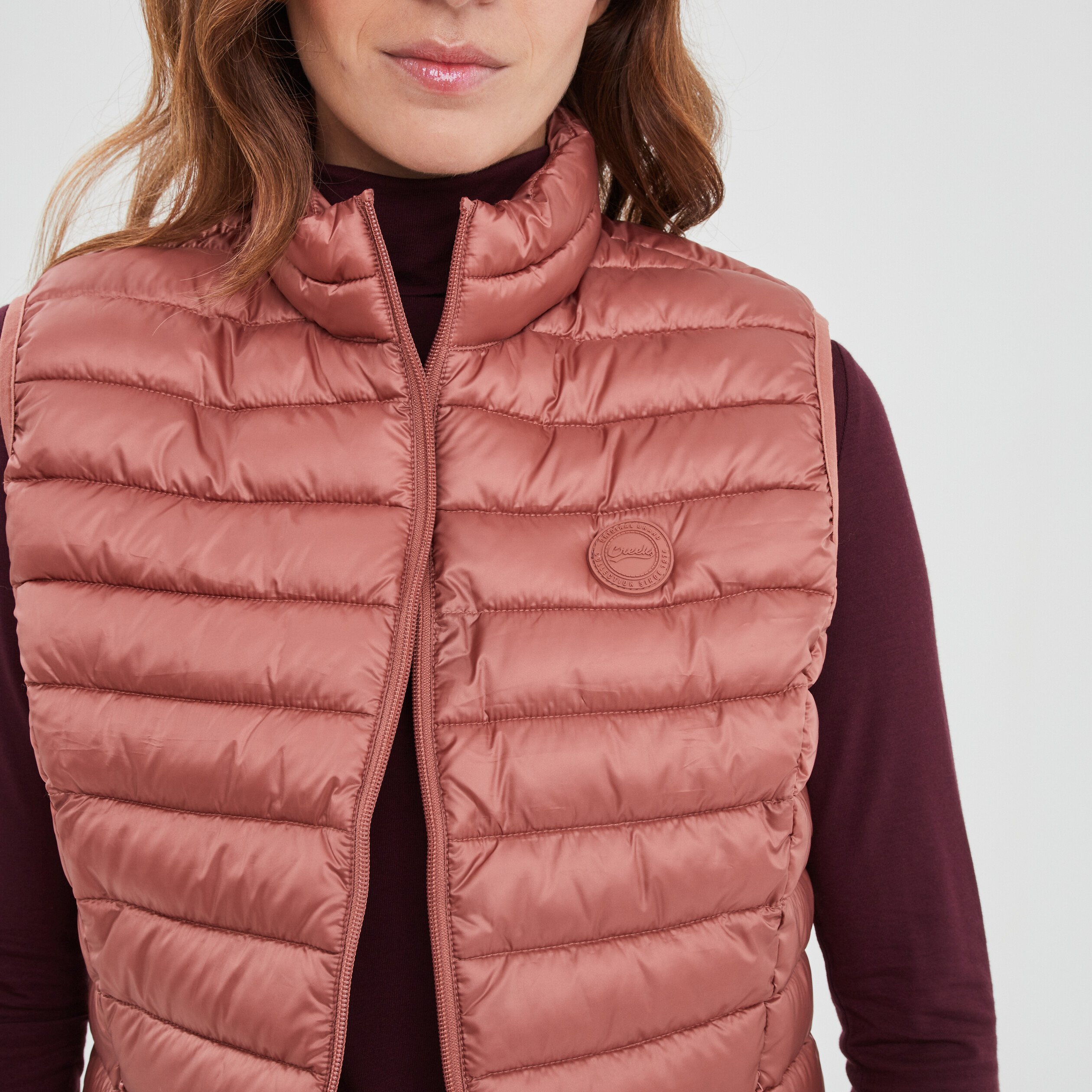 Doudoune légère droite sans manches rose poudrée femme | La Halle