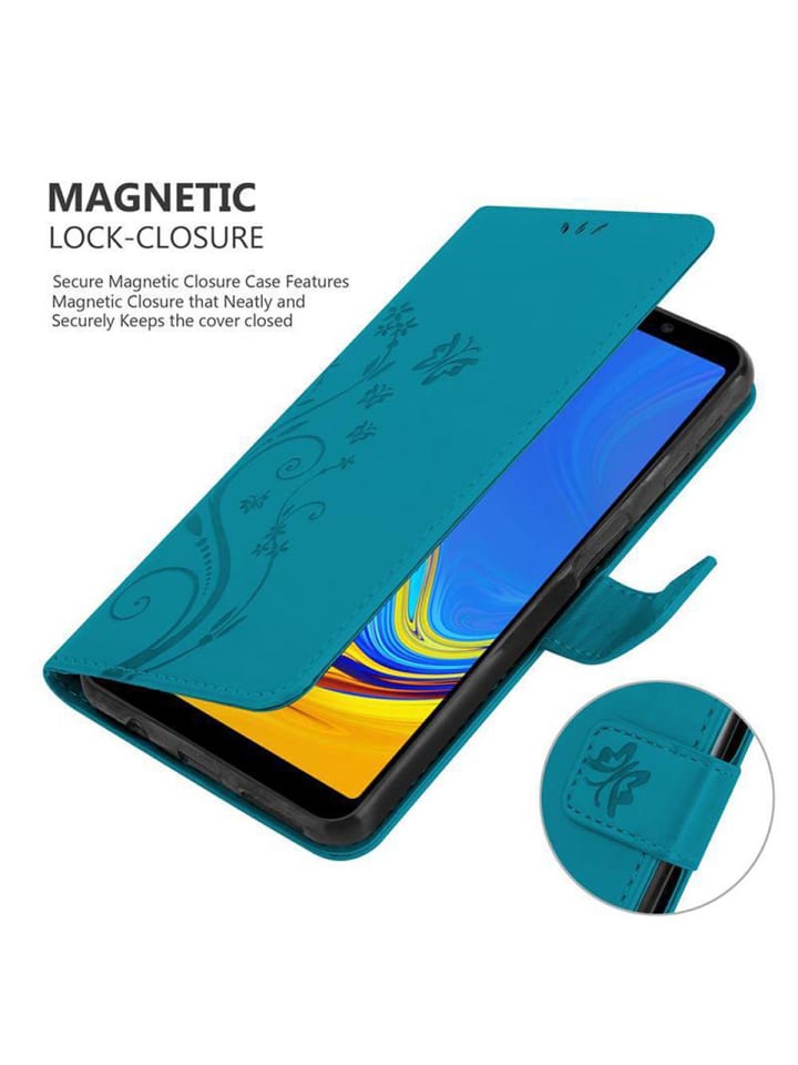 cadorabo Hülle für Samsung Galaxy A7 2018 Blumen Design in FLORAL BLAU günstig kaufen onesize
