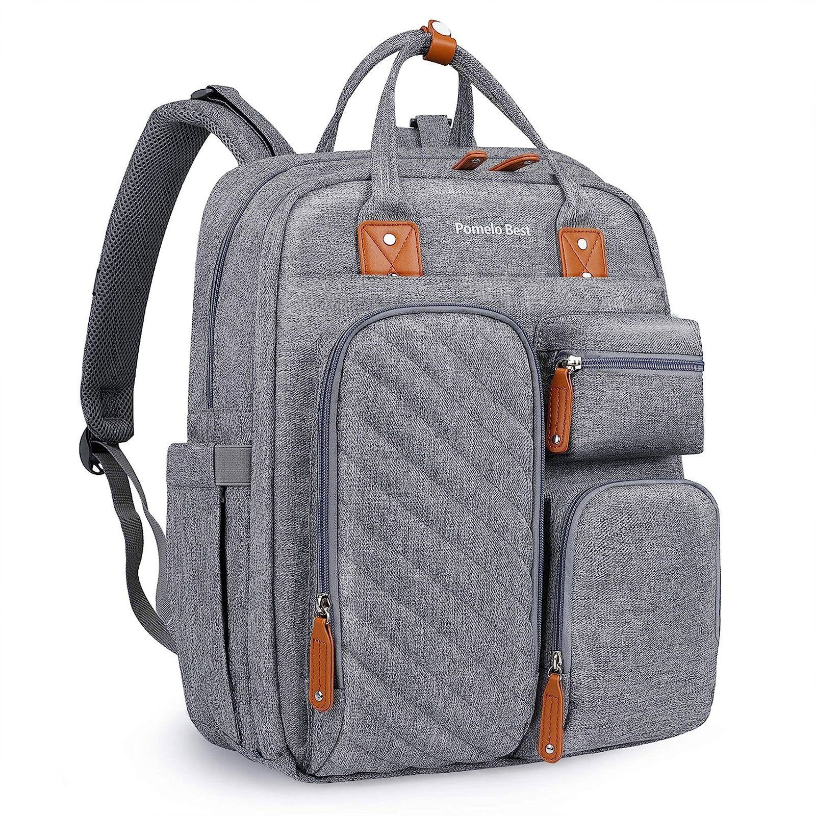 Pomelo Best Wickelrucksack Wickeltasche Rucksack Baby Multifunktions-Babytaschen Wärmeisolierte (Windeln Babyflasche Milchfläsche Rucksack Tasche mit Flaschenhalter, Multifunktional, Babytasche, für Mama und Papa unterwegs, mit Laptopfach), mit tragb