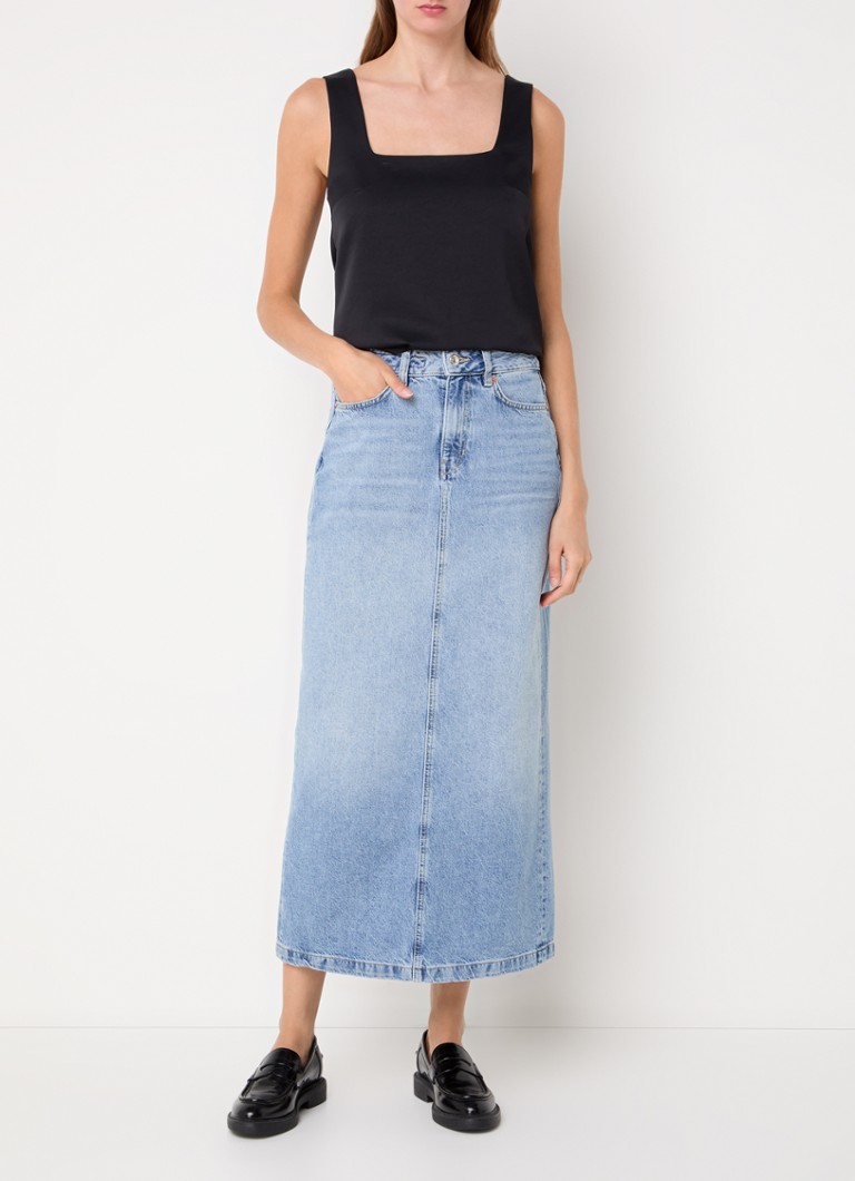 Fustă midi Zya din denim DRYKORN cu o notă de lyocell, cu buzunare laterale.