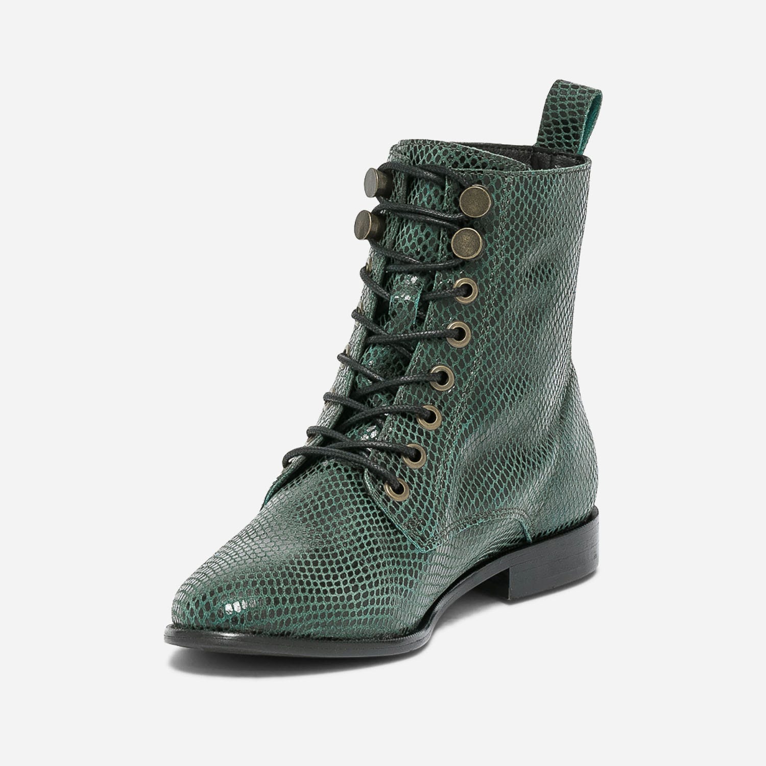 Bottine vert cuir effet python
